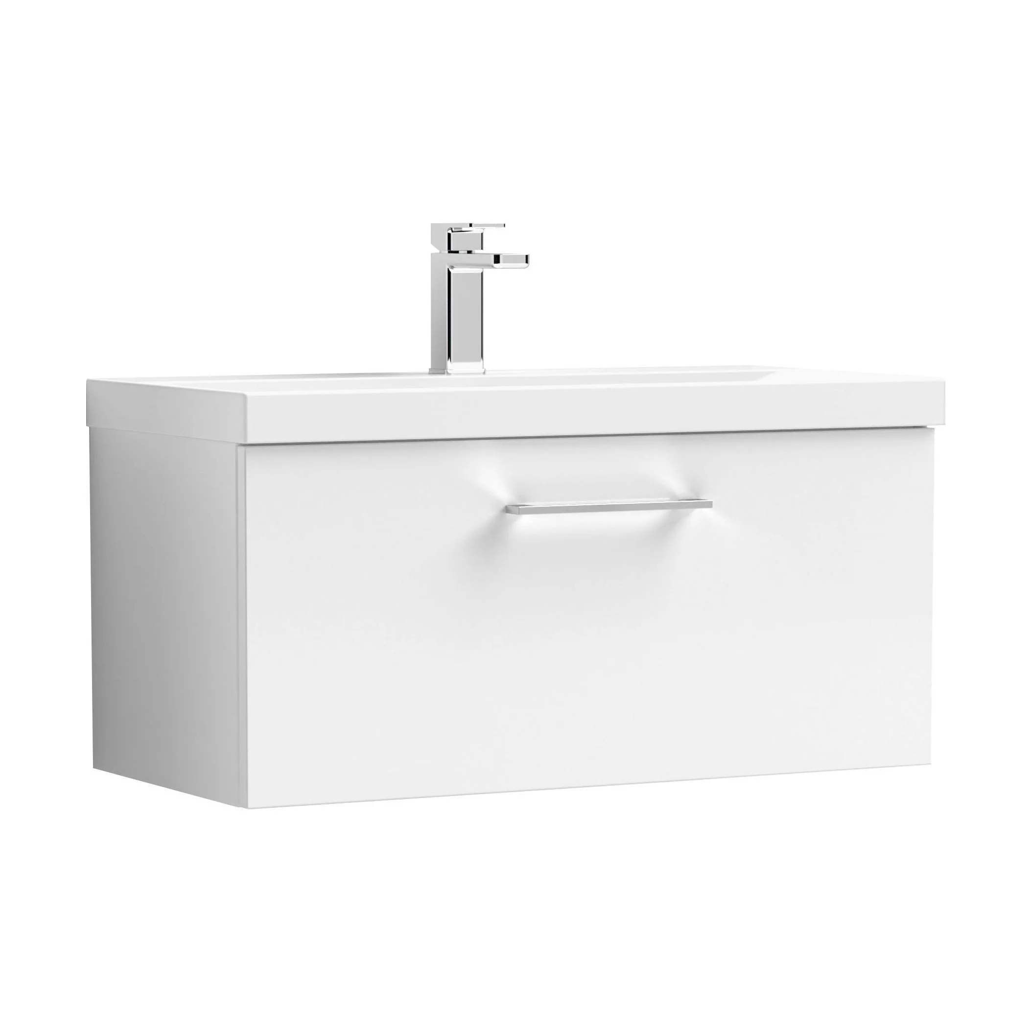 Balterley  Contemporary Bathroom 1 Soft Close Drawer & Thin-Edge Vanity Unit Basin, Gloss White, 800mm