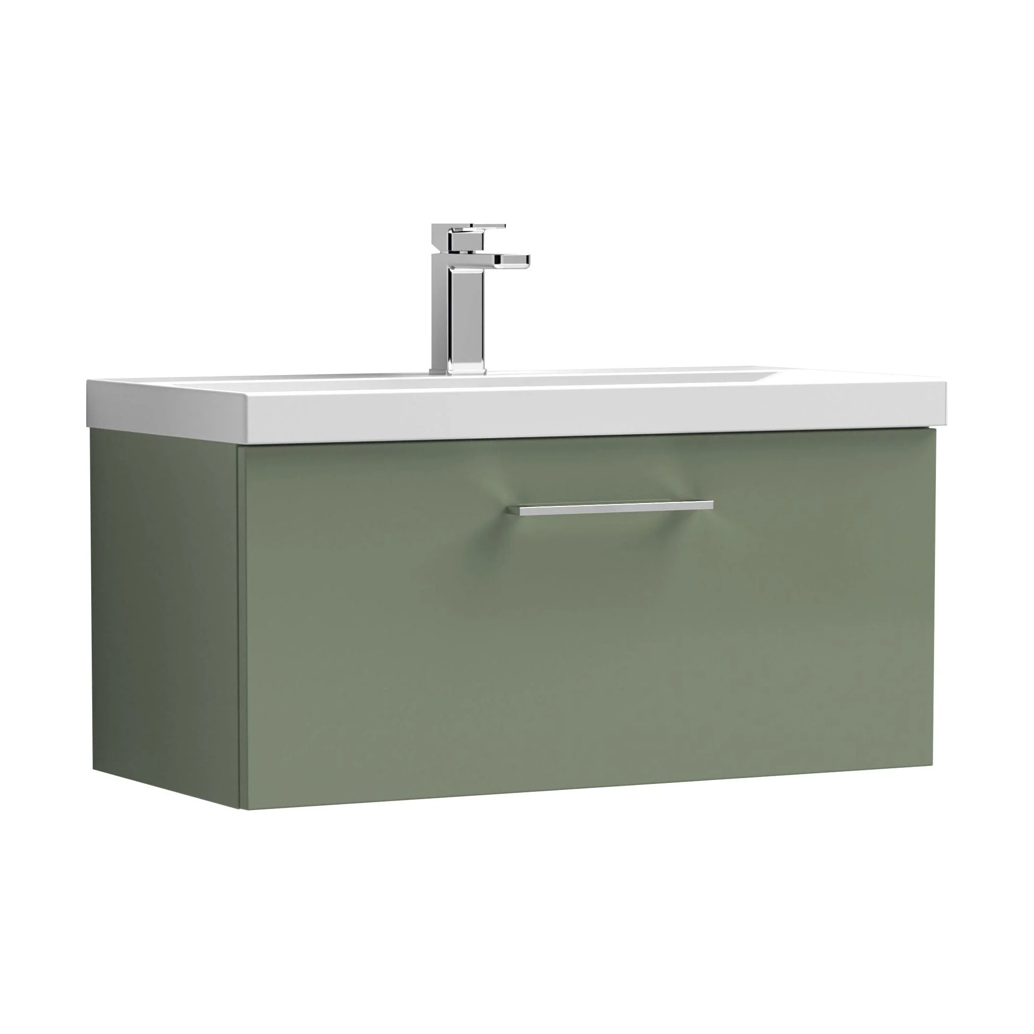 Bramshall Wall Hung 1 Drawer Vanity Unit with Mid-Edge Ceramic Basin 600mm - Image 167