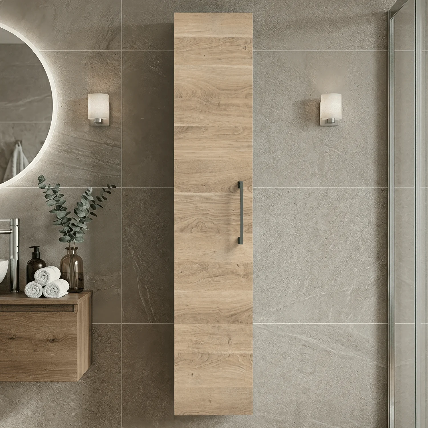 Bramshall 300mm Wall Hung 1 Door Tall Unit - Choice of Colour and Handle Finish - Image 33