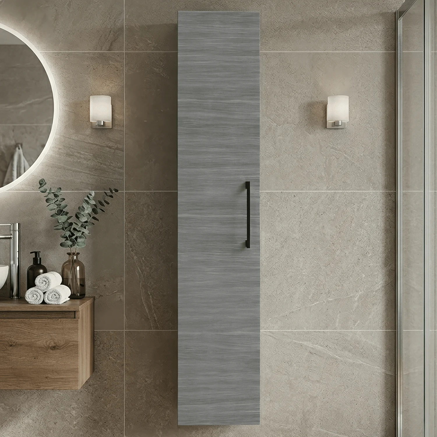 Bramshall 300mm Wall Hung 1 Door Tall Unit - Choice of Colour and Handle Finish - Image 35