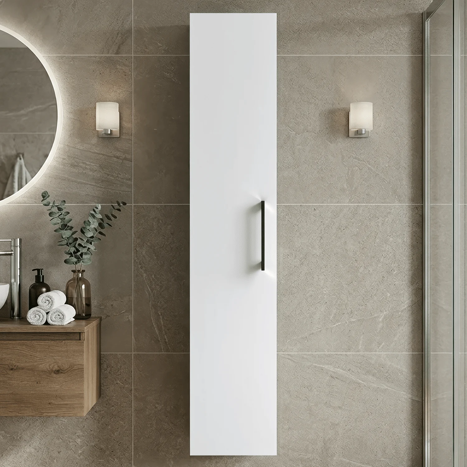 Bramshall 300mm Wall Hung 1 Door Tall Unit - Choice of Colour and Handle Finish - Image 6