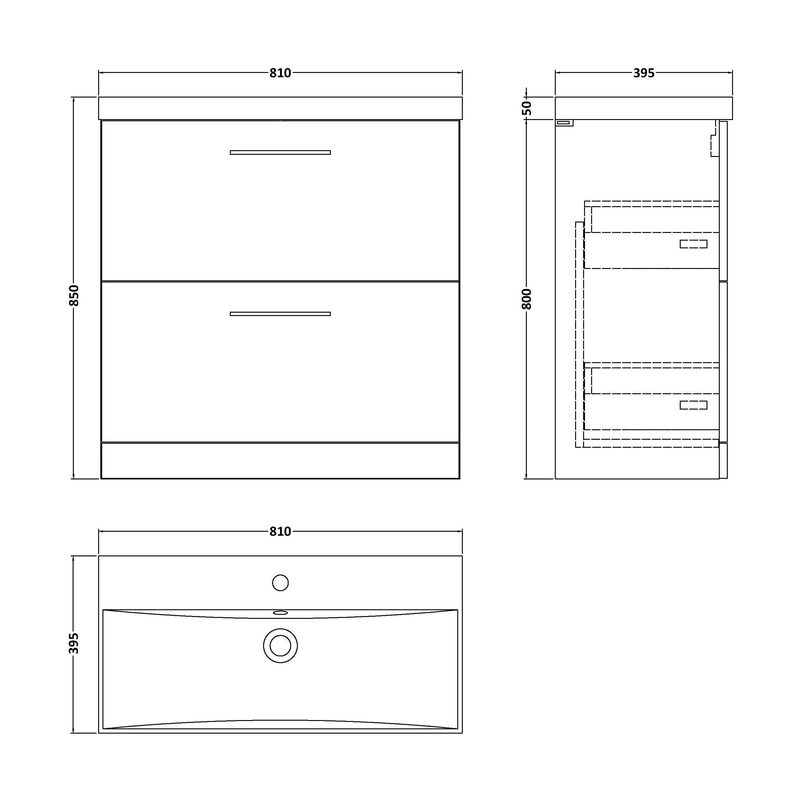 Balterley  Floor Standing 2 Soft Close Drawer & Thin-Edge Bathroom Vanity Unit Basin, Solace Oak, 800mm - Image 2