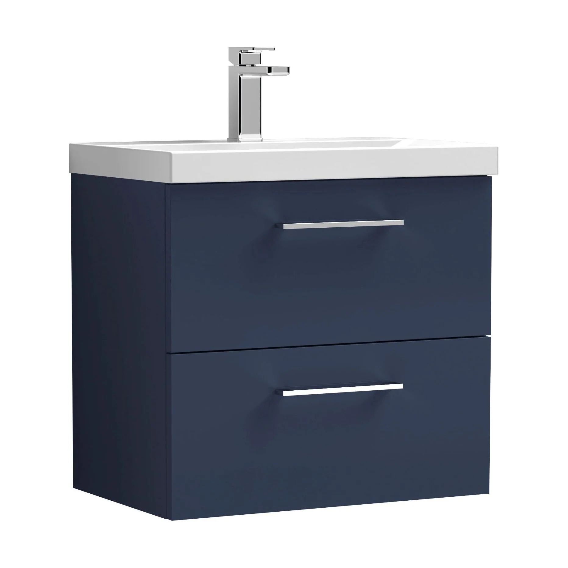 Balterley  Wall Hung 2 Soft Close Drawer & Bathroom Vanity Unit Basin, Midnight Blue, 600mm