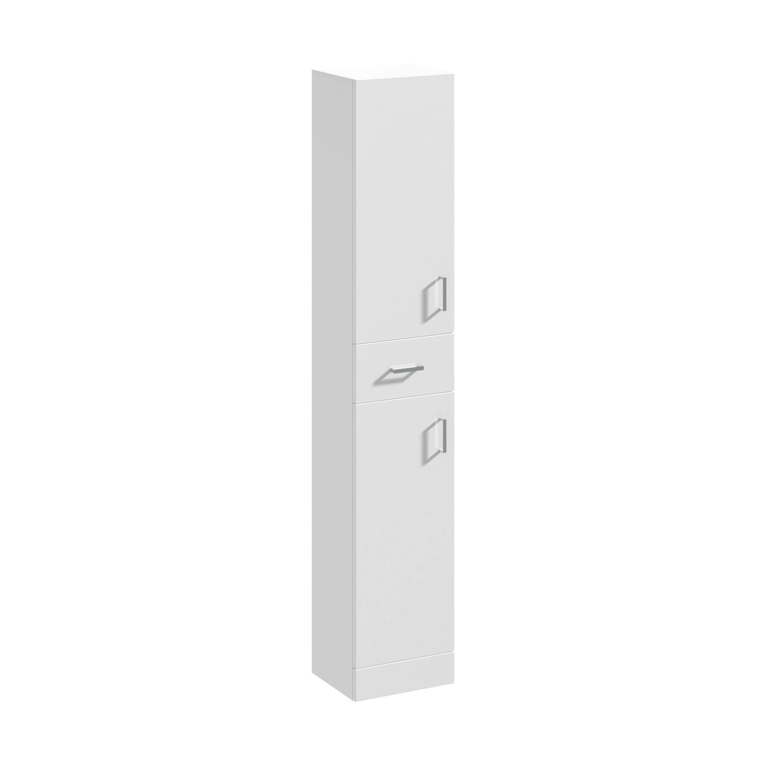 Slimline Floor Standing Bathroom Tall Unit - 350mm - Gloss White - Image 2