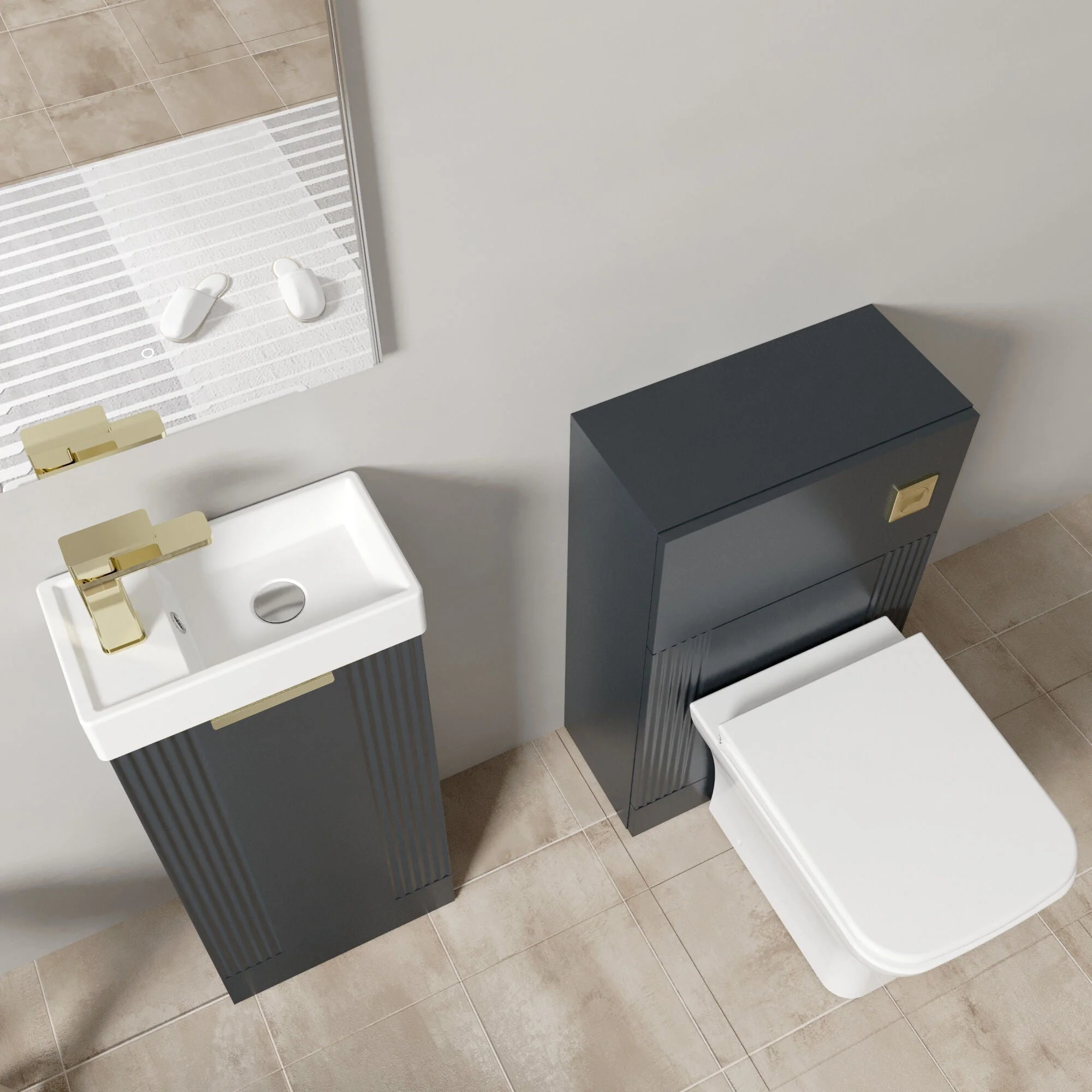 Belvide Floor Standing Cloakroom Suite, Vanity Basin Unit, WC Unit, Toilet & Tap - Image 10