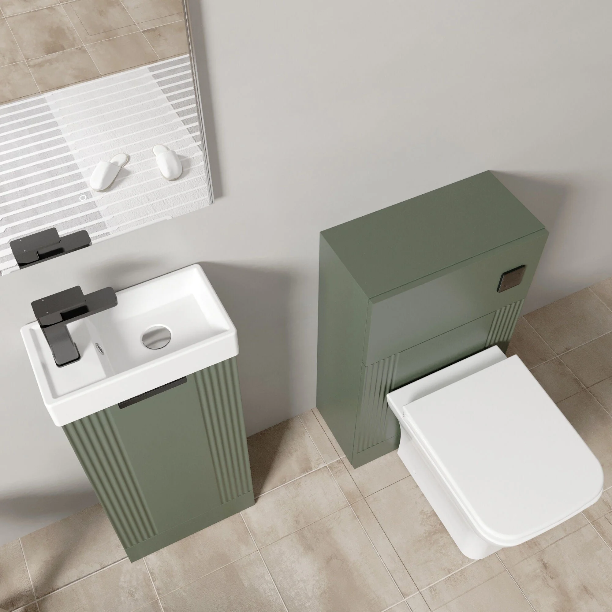 Belvide Floor Standing Cloakroom Suite, Vanity Basin Unit, WC Unit, Toilet & Tap - Image 12