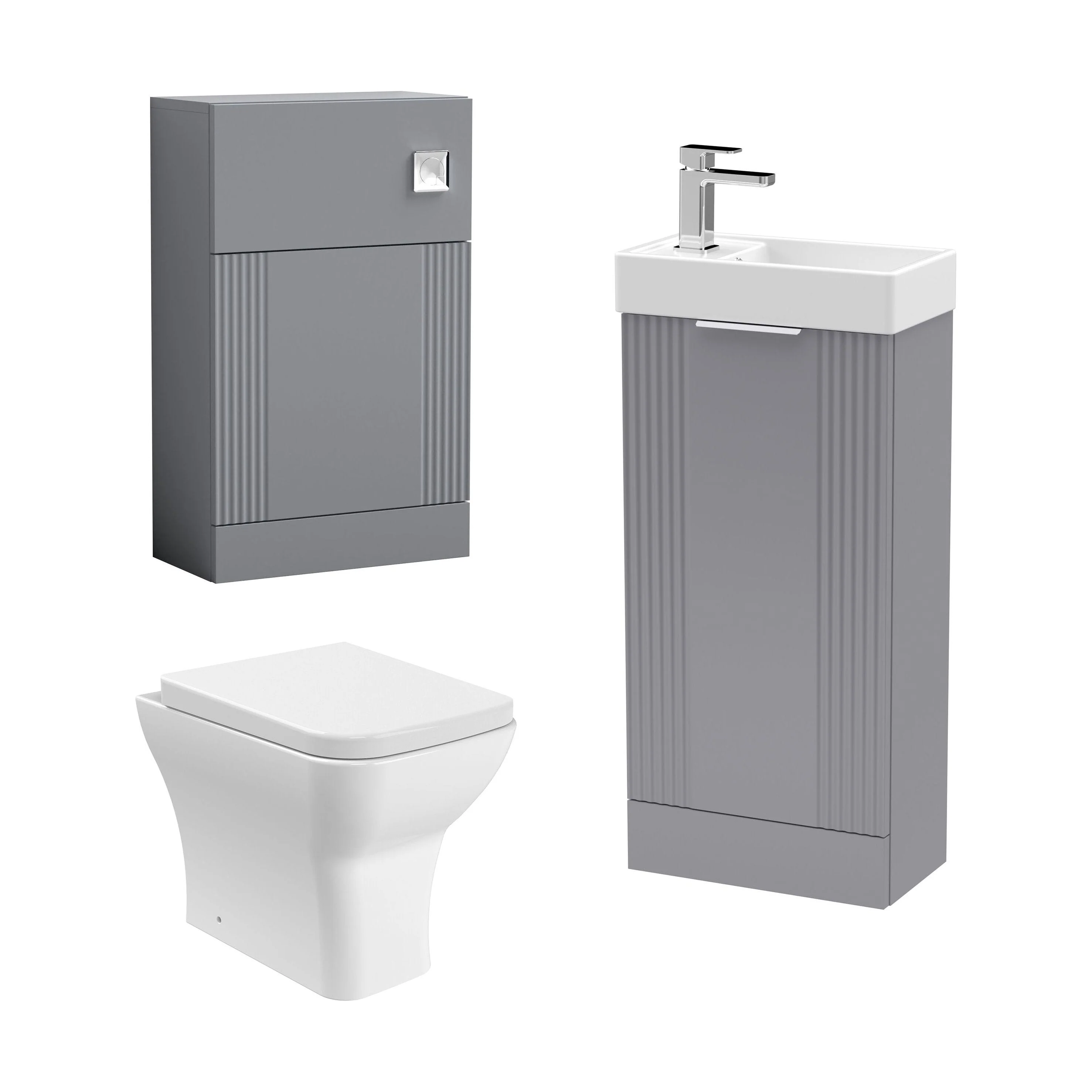 Belvide Floor Standing Cloakroom Suite, Vanity Basin Unit, WC Unit, Toilet & Tap - Image 17