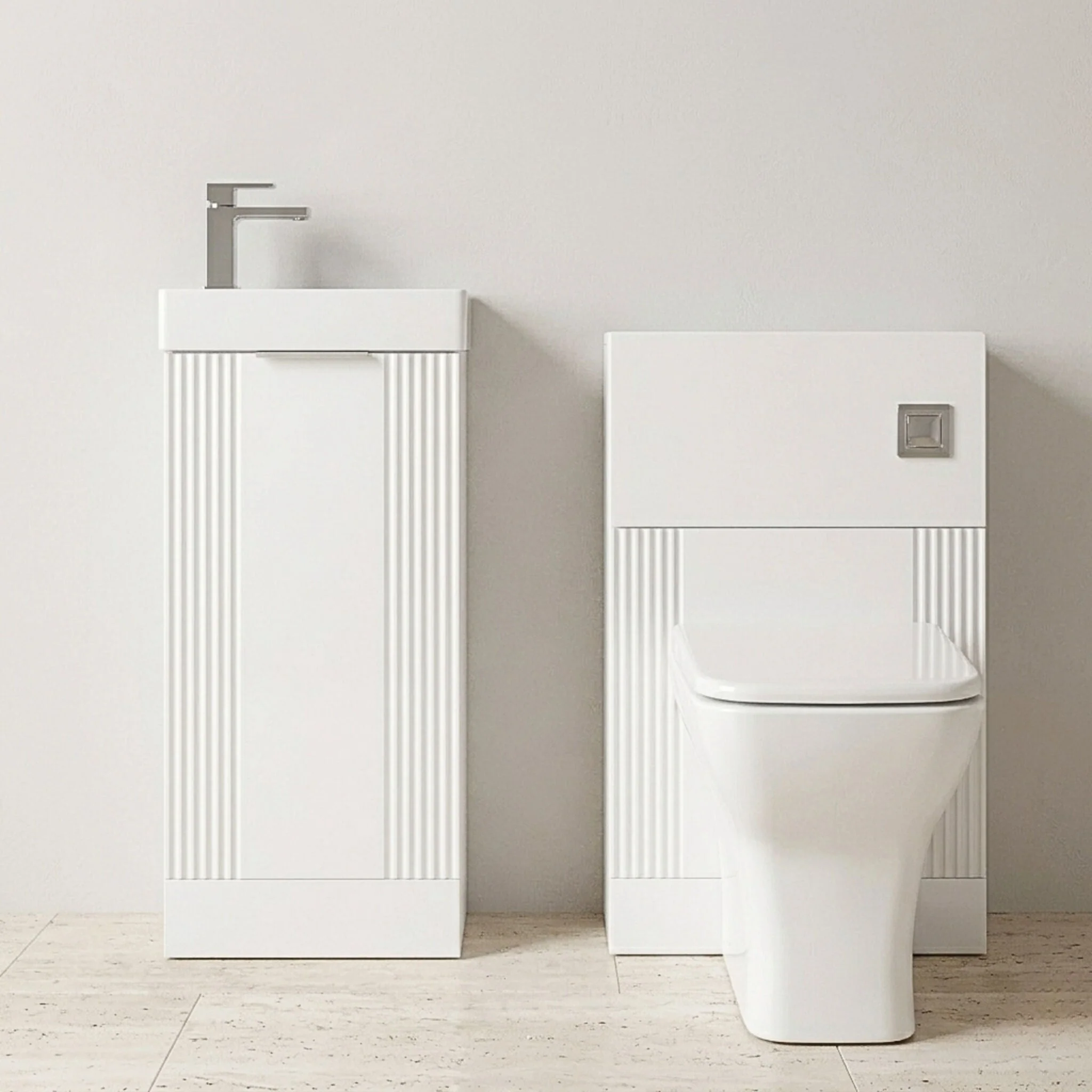 Belvide Floor Standing Cloakroom Suite, Vanity Basin Unit, WC Unit, Toilet & Tap - Image 21