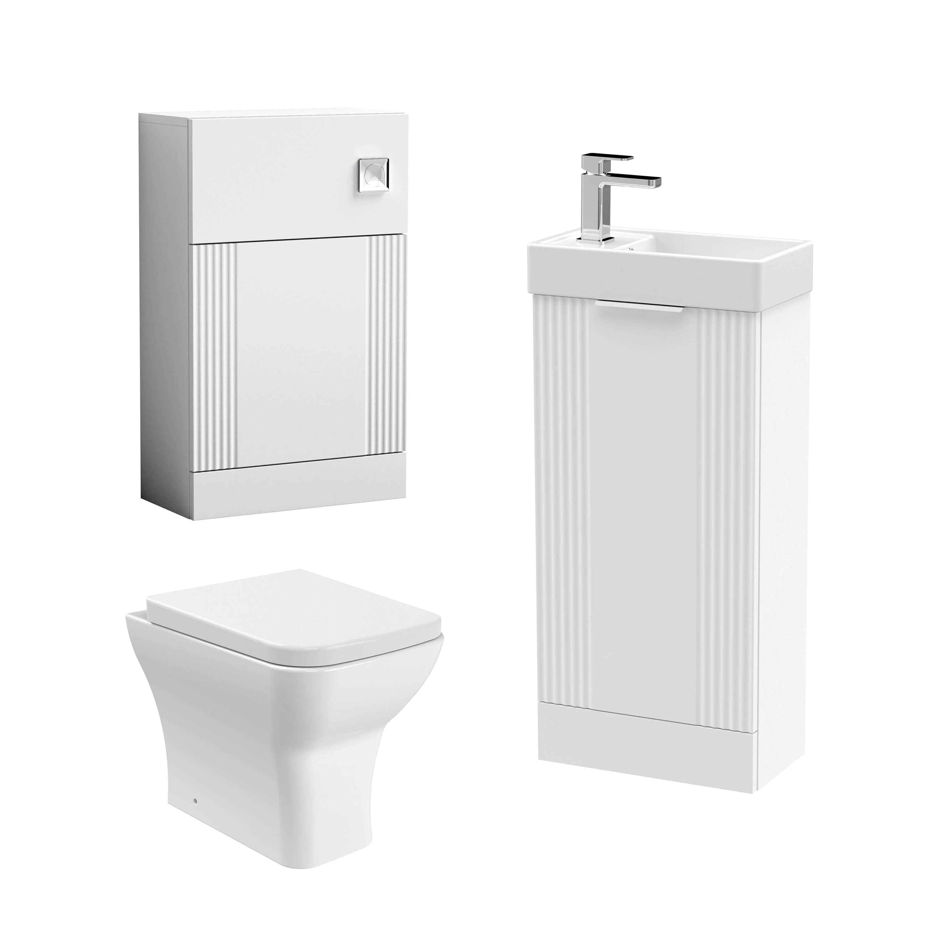 Belvide Floor Standing Cloakroom Suite, Vanity Basin Unit, WC Unit, Toilet & Tap - Image 22