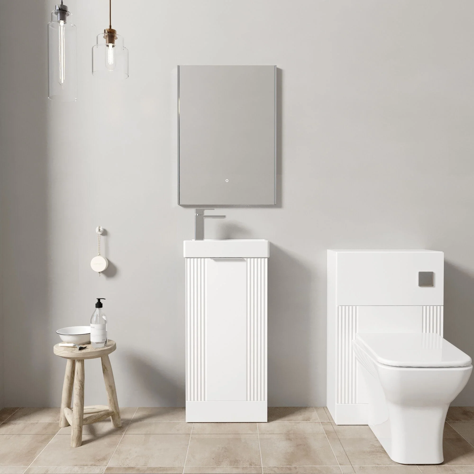 Belvide Floor Standing Cloakroom Suite, Vanity Basin Unit, WC Unit, Toilet & Tap - Image 23