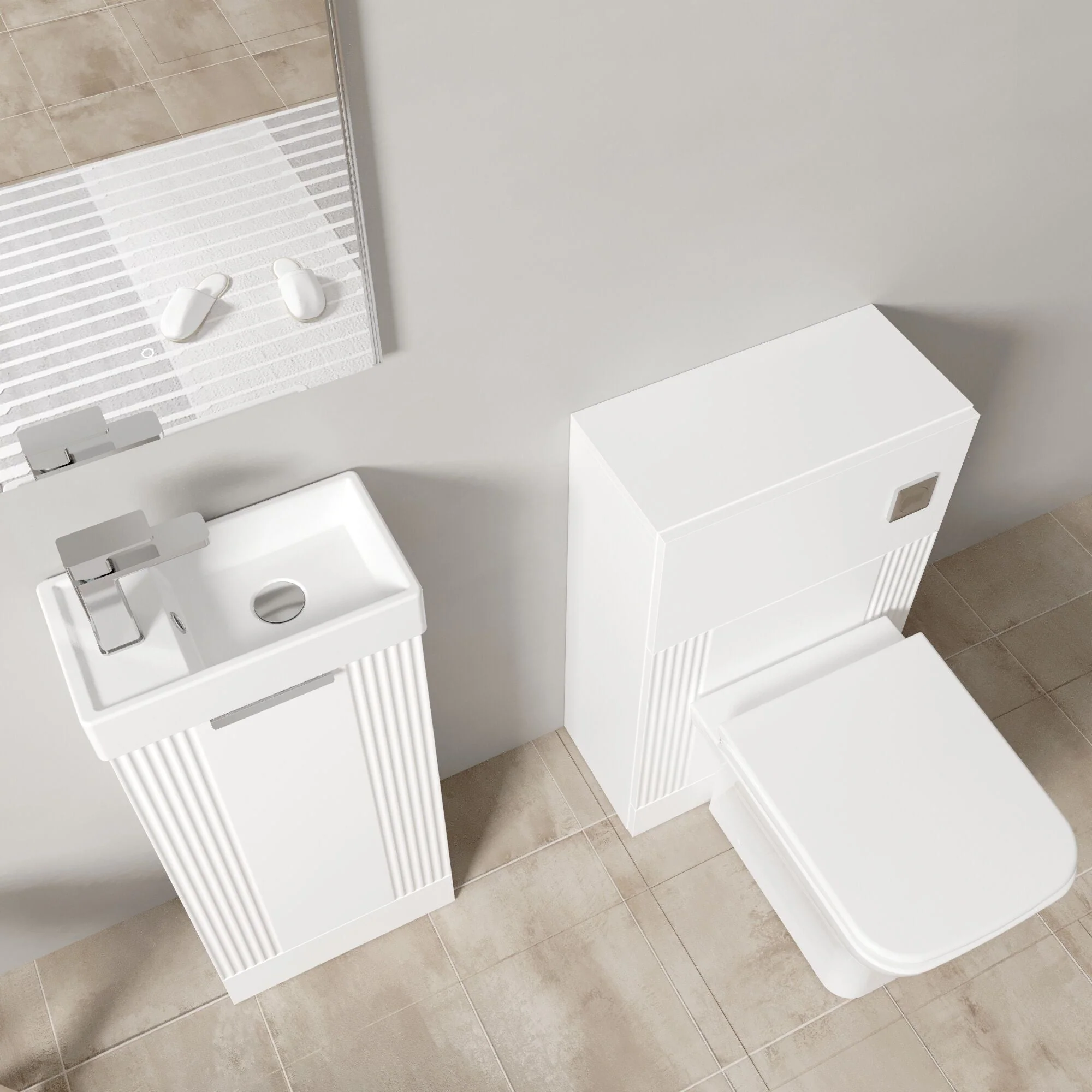 Belvide Floor Standing Cloakroom Suite, Vanity Basin Unit, WC Unit, Toilet & Tap - Image 24