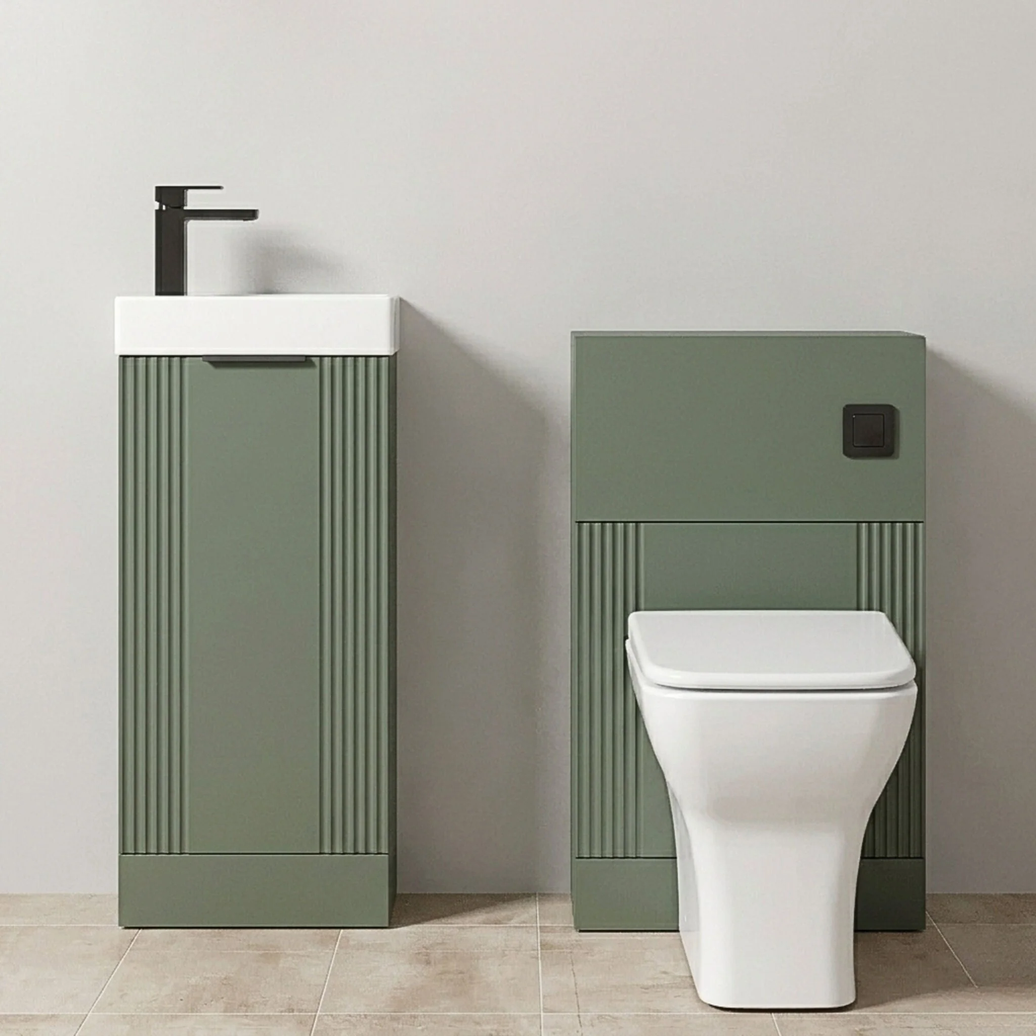 Belvide Floor Standing Cloakroom Suite, Vanity Basin Unit, WC Unit, Toilet & Tap - Image 4