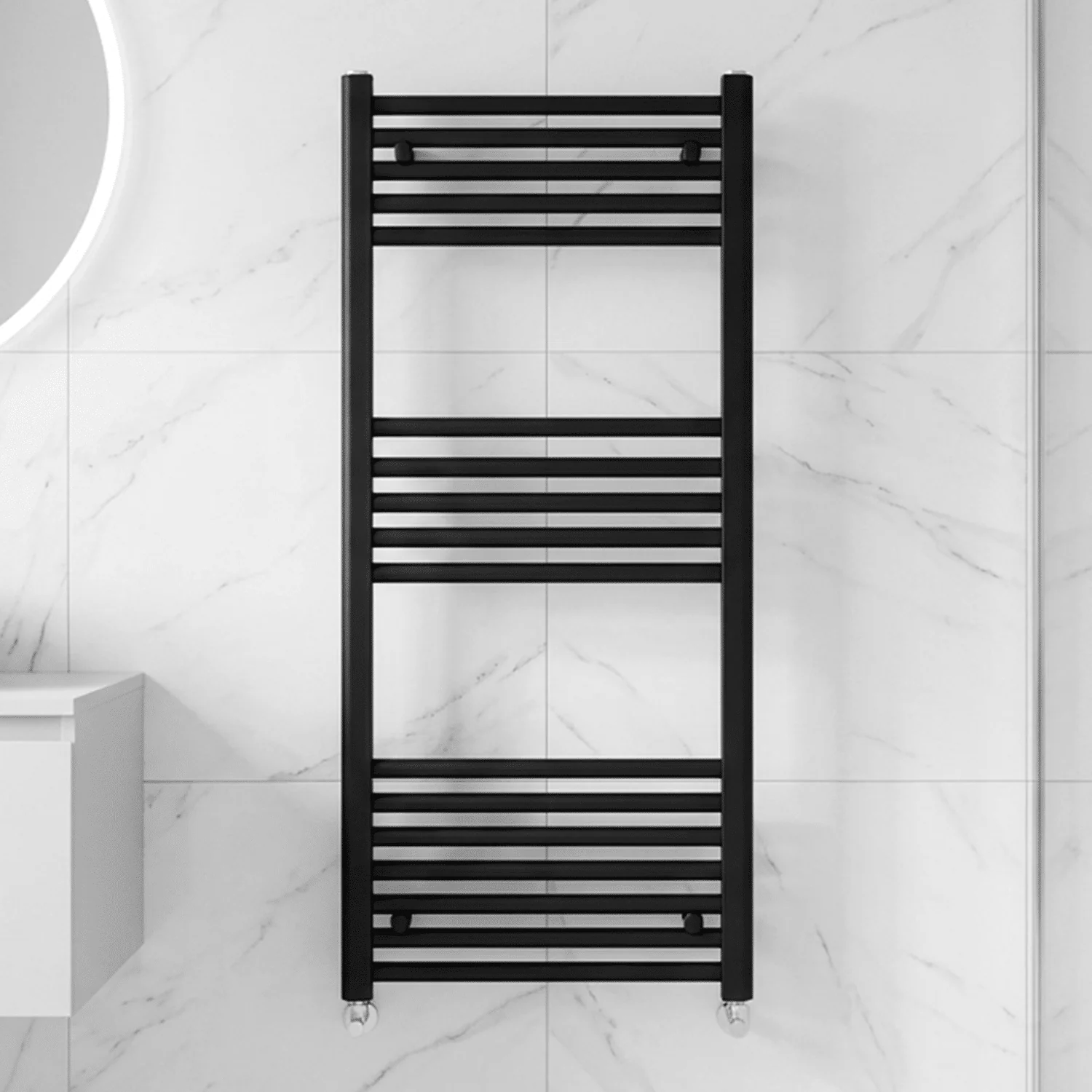 Straight Heated Heated Towel Rail Radiator, 555W, 500 x 1000mm, Matt Black