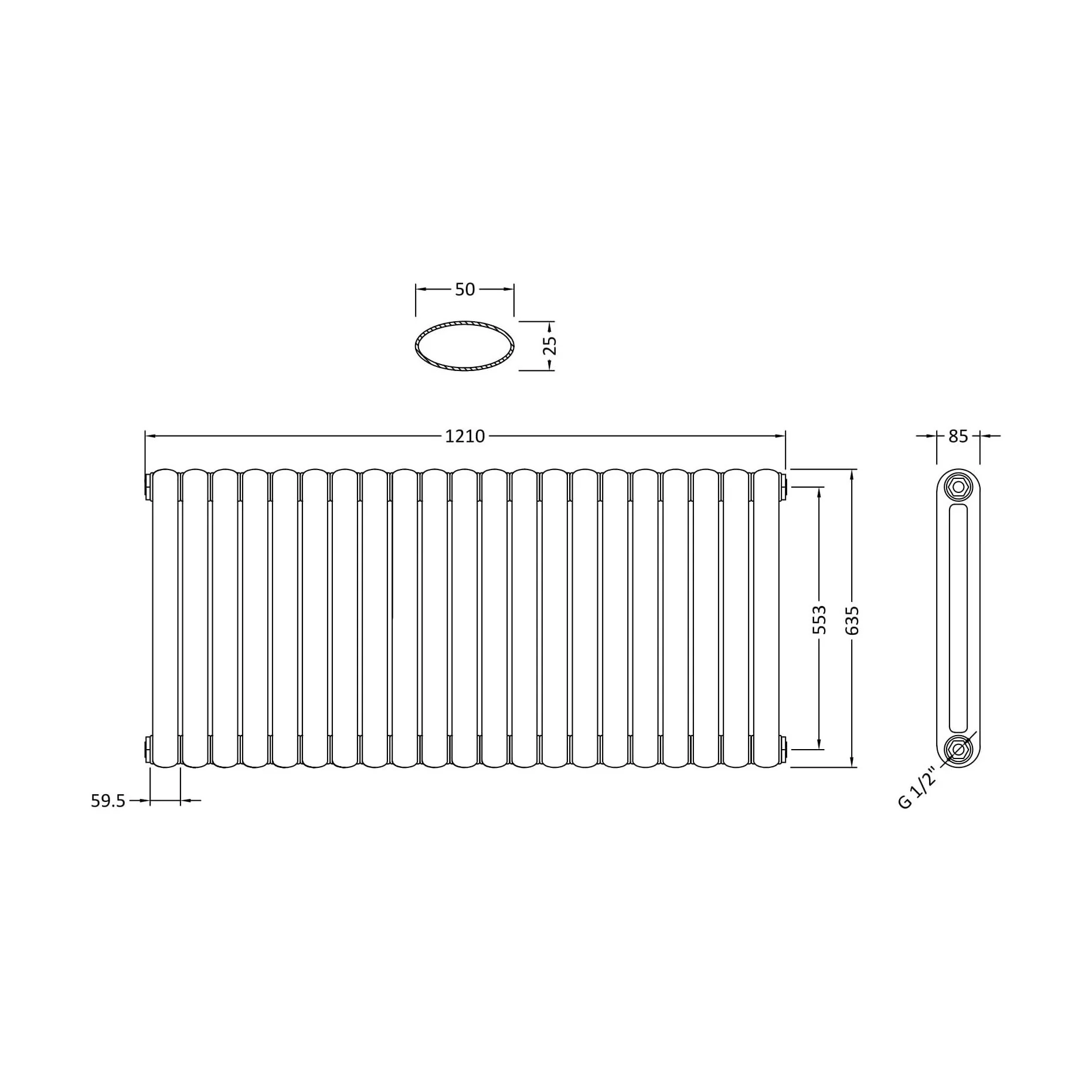 Balterley Aspire Horizontal Double Panel Radiator, 635mm x 1223mm - Anthracite - Image 4
