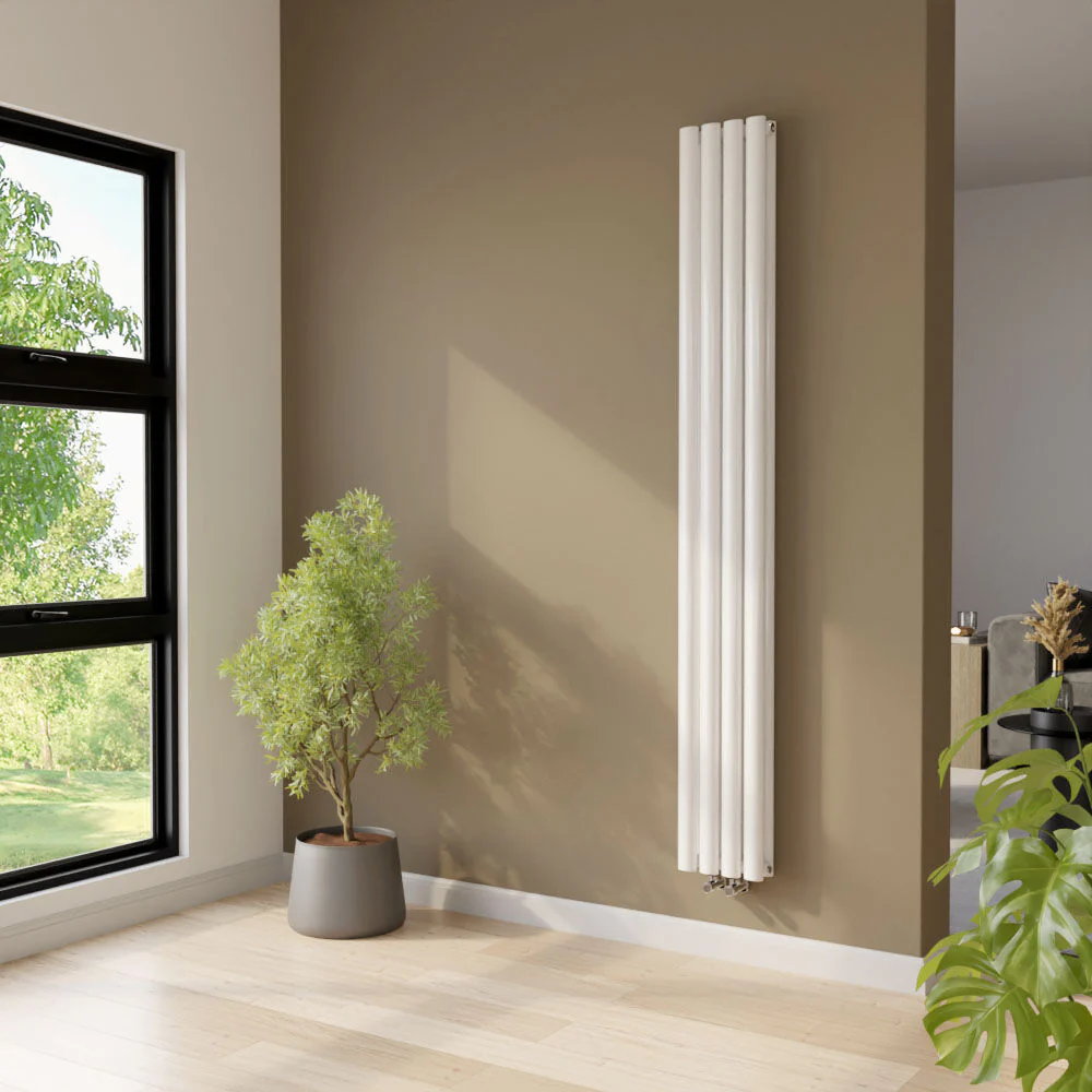 Balterley Embrace Compact Vertical Double Panel Radiator 1800mm x 236mm - Gloss White - Image 3