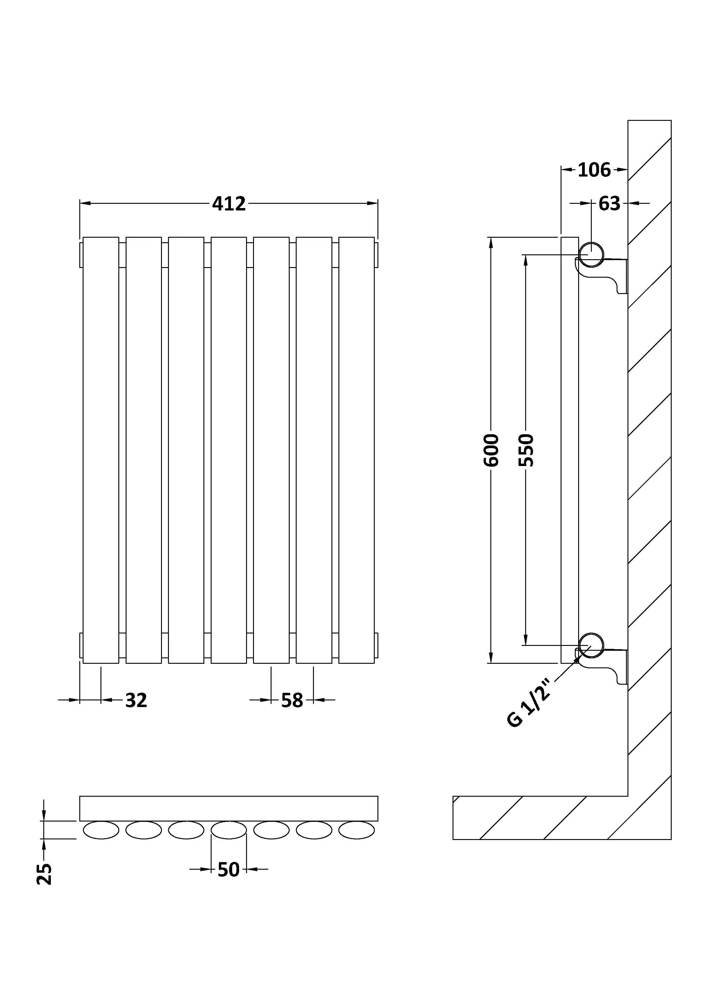 Pattingham Horizontal Single Panel Radiator, Choice of Size and Colour - Image 4