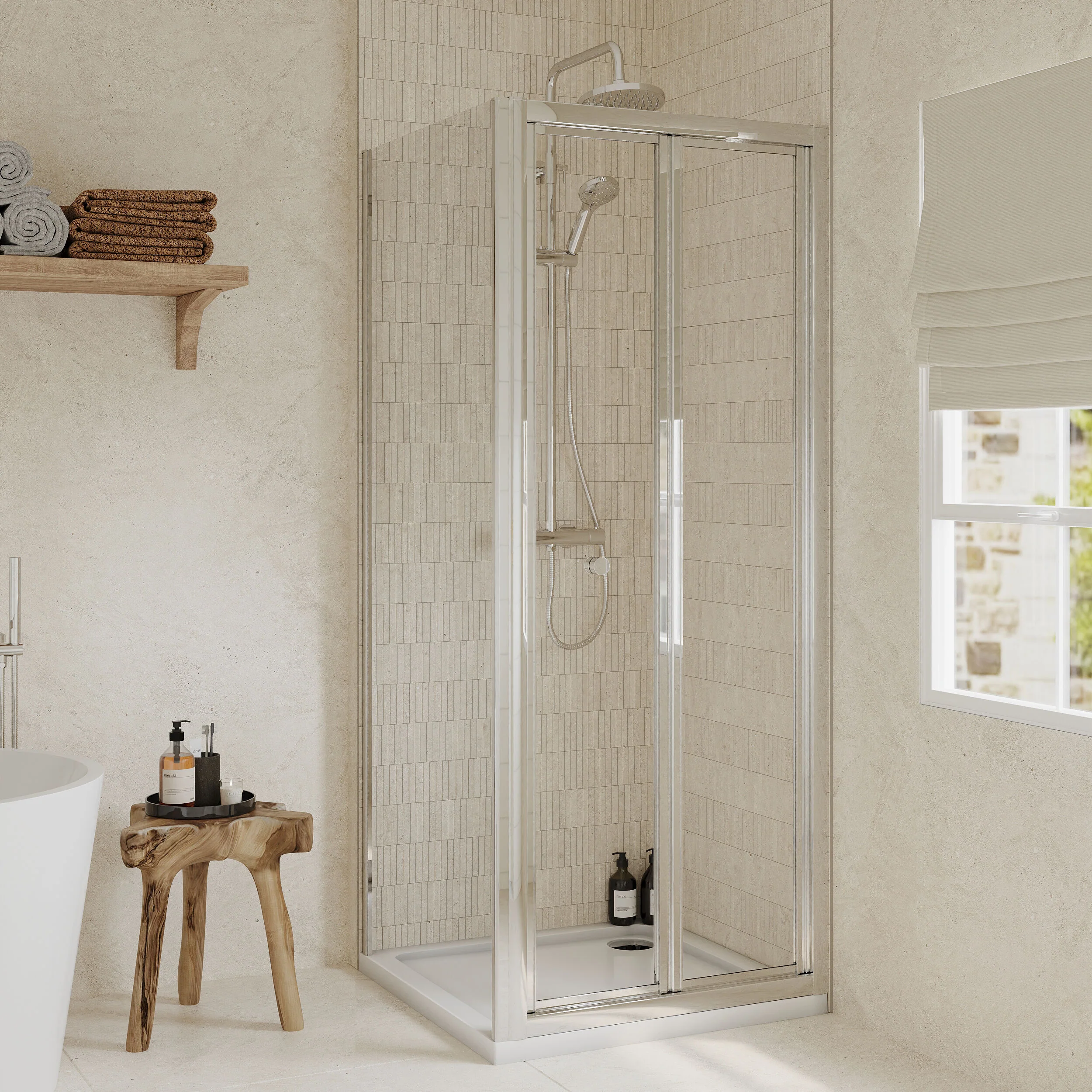 Almington Bi-Fold Shower Door, Side Panel and Shower Tray - Choice of Size and Finish - Image 26