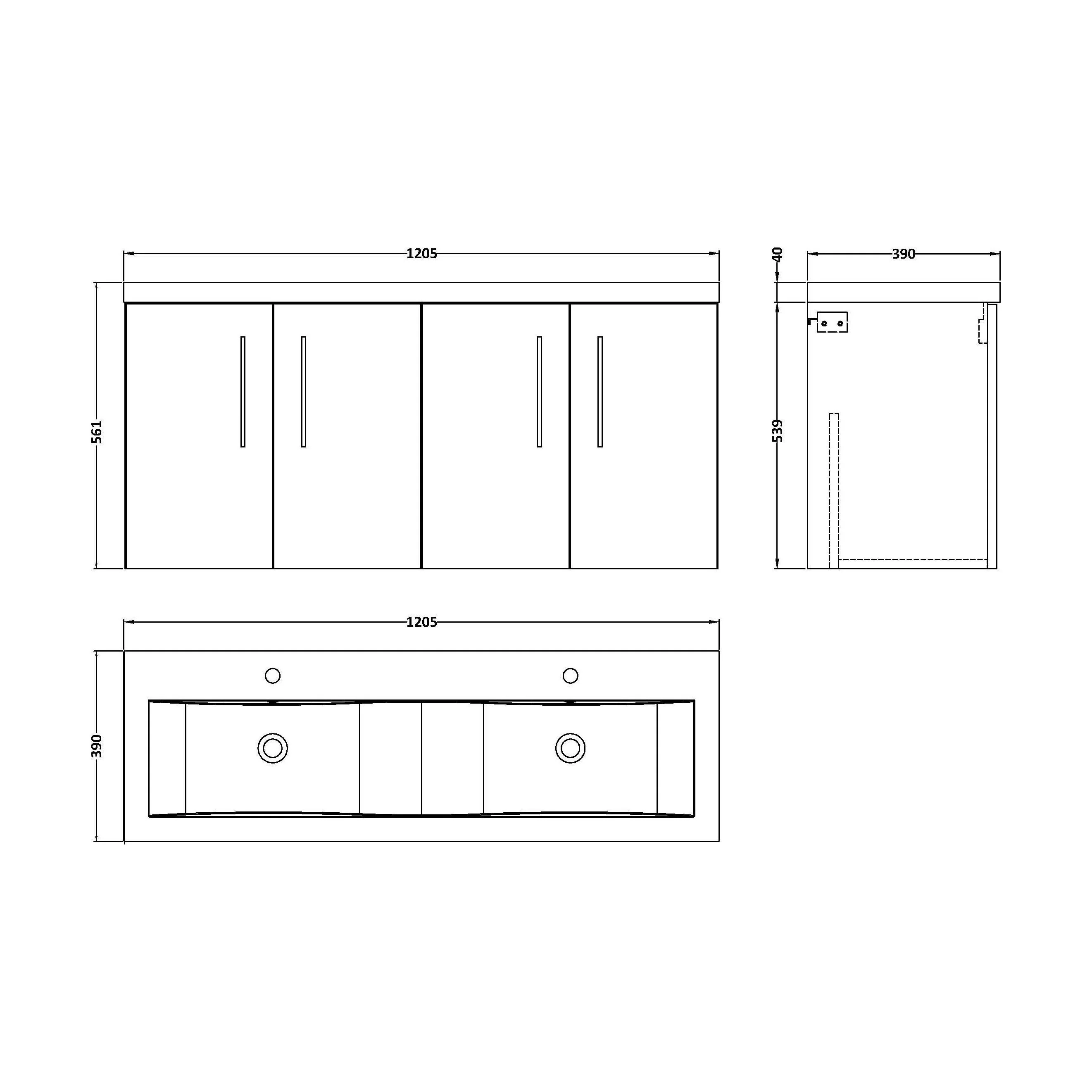 Bramshall 4 Door Vanity Basin Unit - 1200mm - Choice of Basin and Colour - Image 45