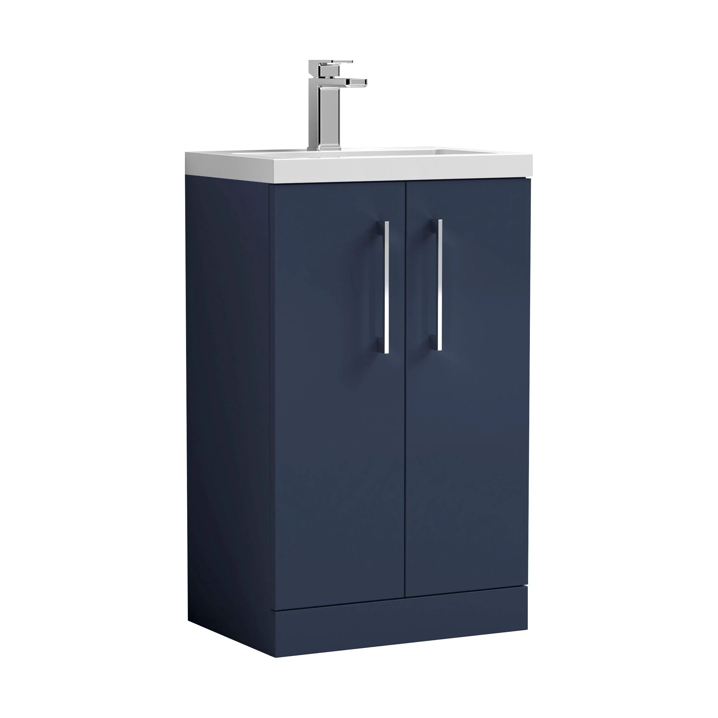 Bramshall Compact 500mm 2 Door Dark Blue Floor Standing Vanity Unit With Basin