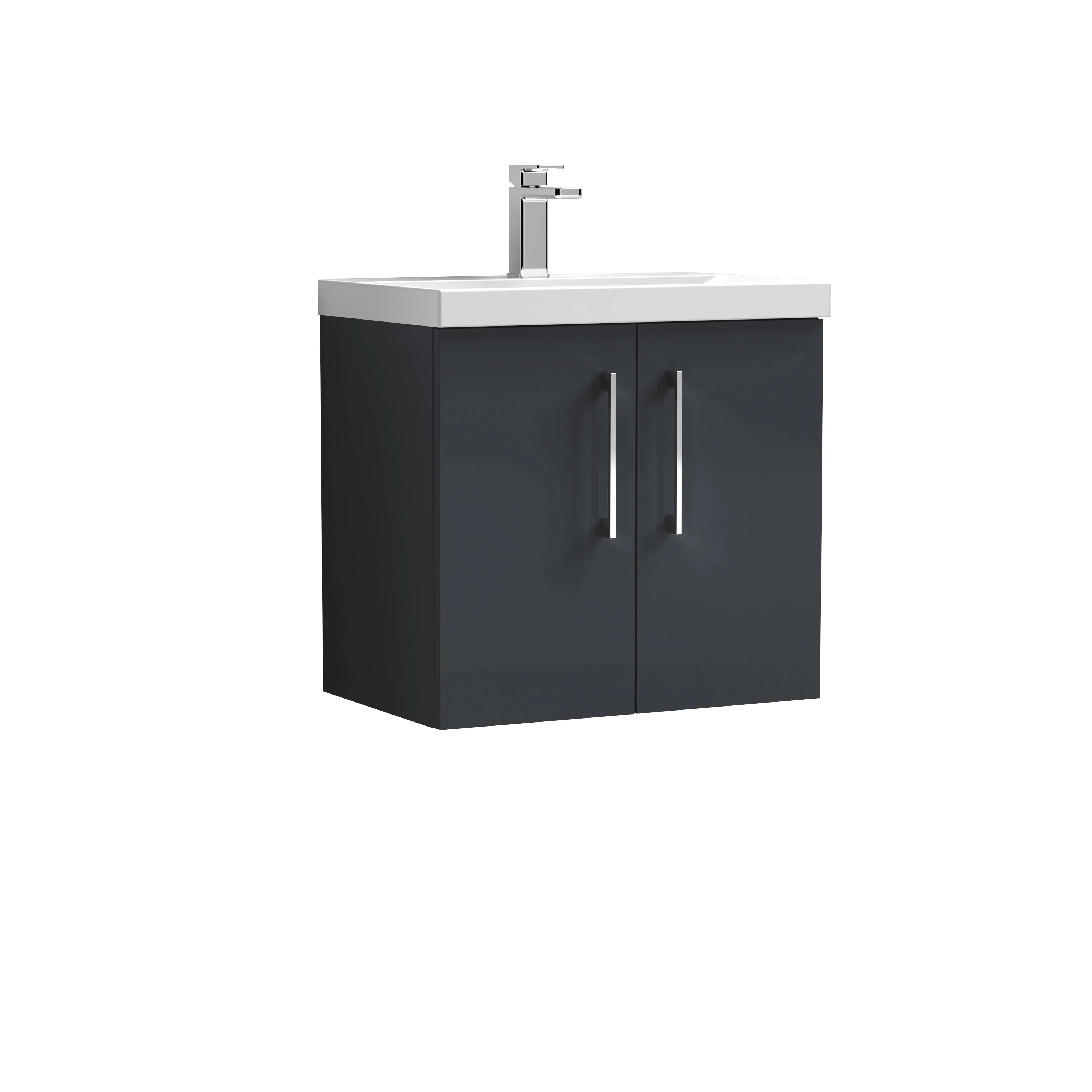 Bramshall Contemporary 2 Door Wall Hung Vanity Basin Unit with Mid-Edge Basin, Choice of Size and Colour - Image 16
