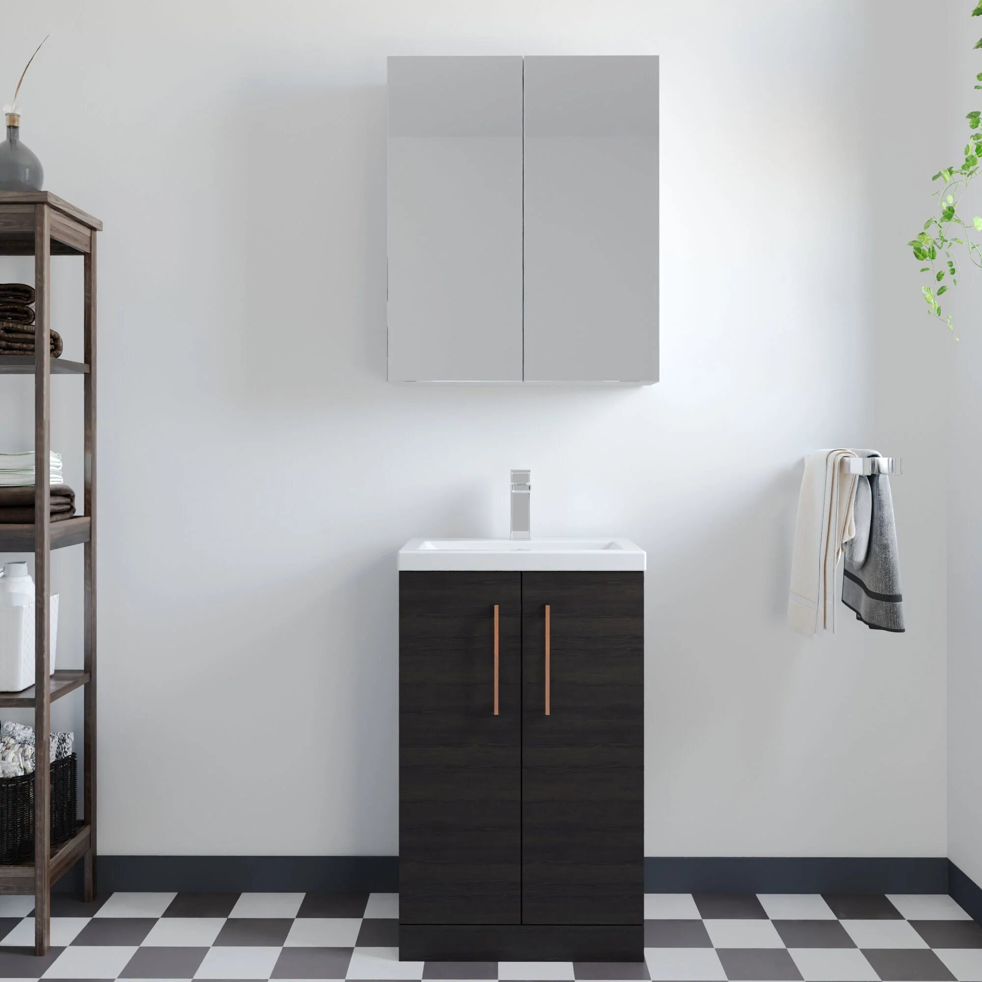 Bramshall Contemporary Compact Floor Standing Vanity Basin Unit with Polymarble Basin, 500mm, Choice of Colour and Handle Finish - Image 17