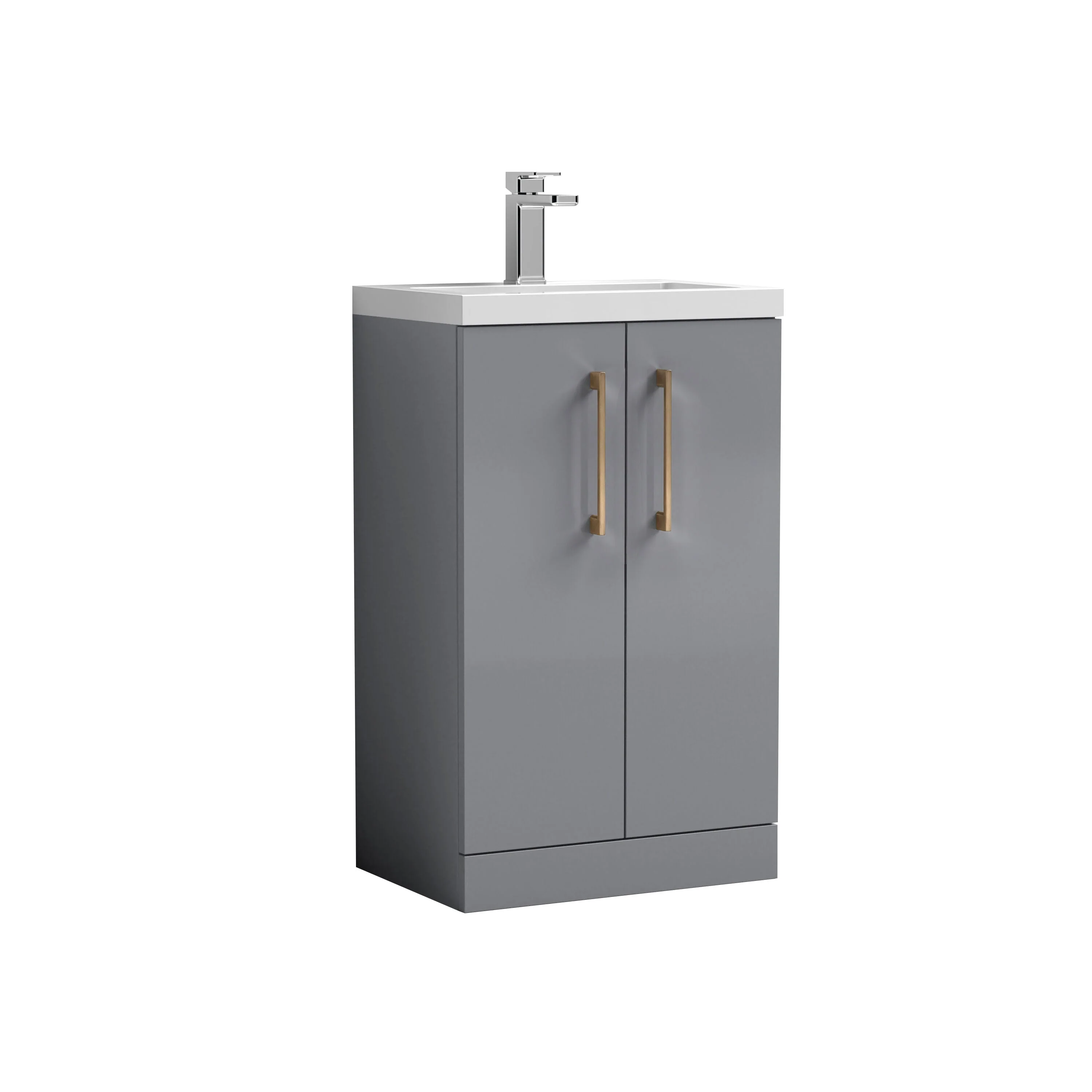 Bramshall Contemporary Compact Floor Standing Vanity Basin Unit with Polymarble Basin, 500mm, Choice of Colour and Handle Finish - Image 77