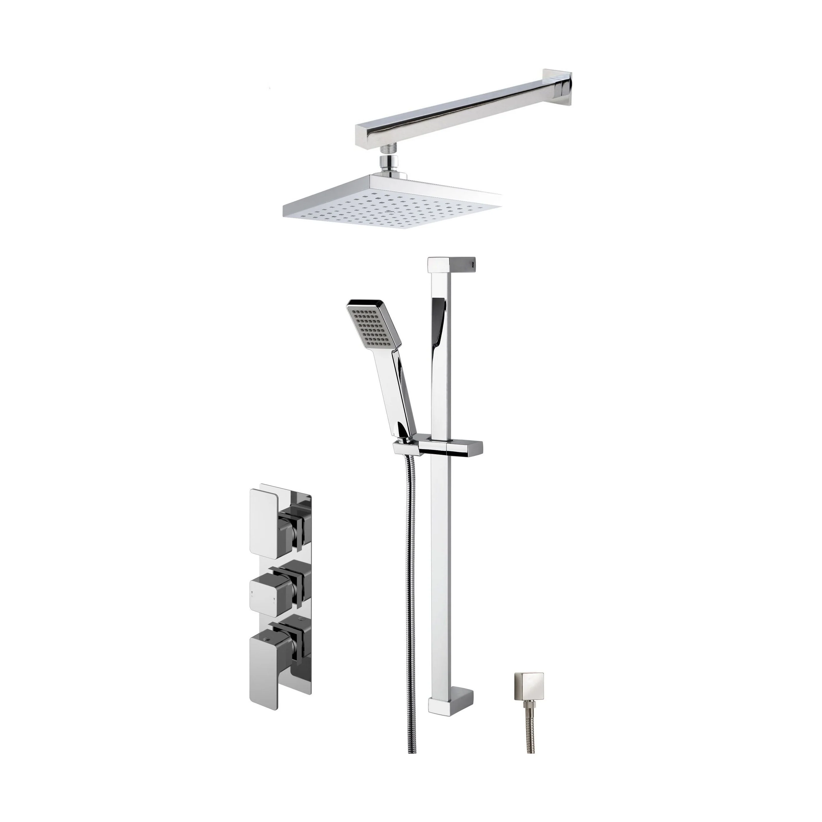 Empire Concealed Square Triple Valve Shower Set - Chrome - Balterley