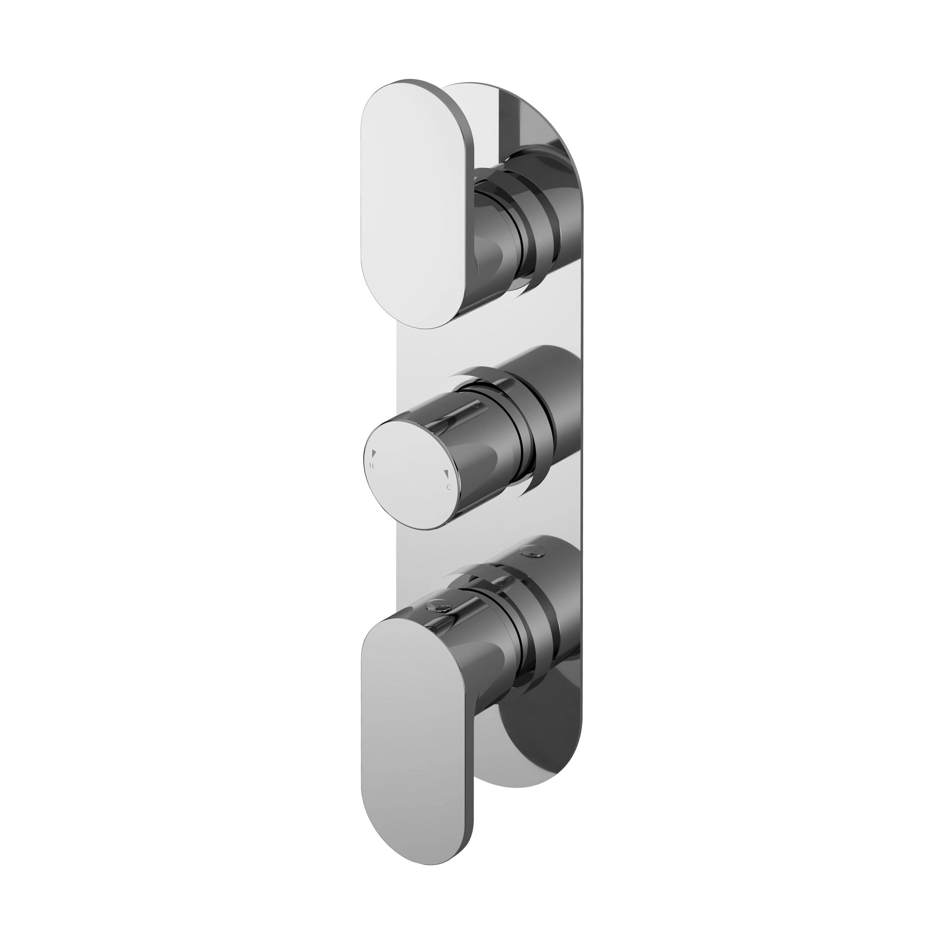Balterley Current Contemporary Round Triple Concealed Thermostatic Shower Valve with Diverter and Lever Handles - Chrome Finish