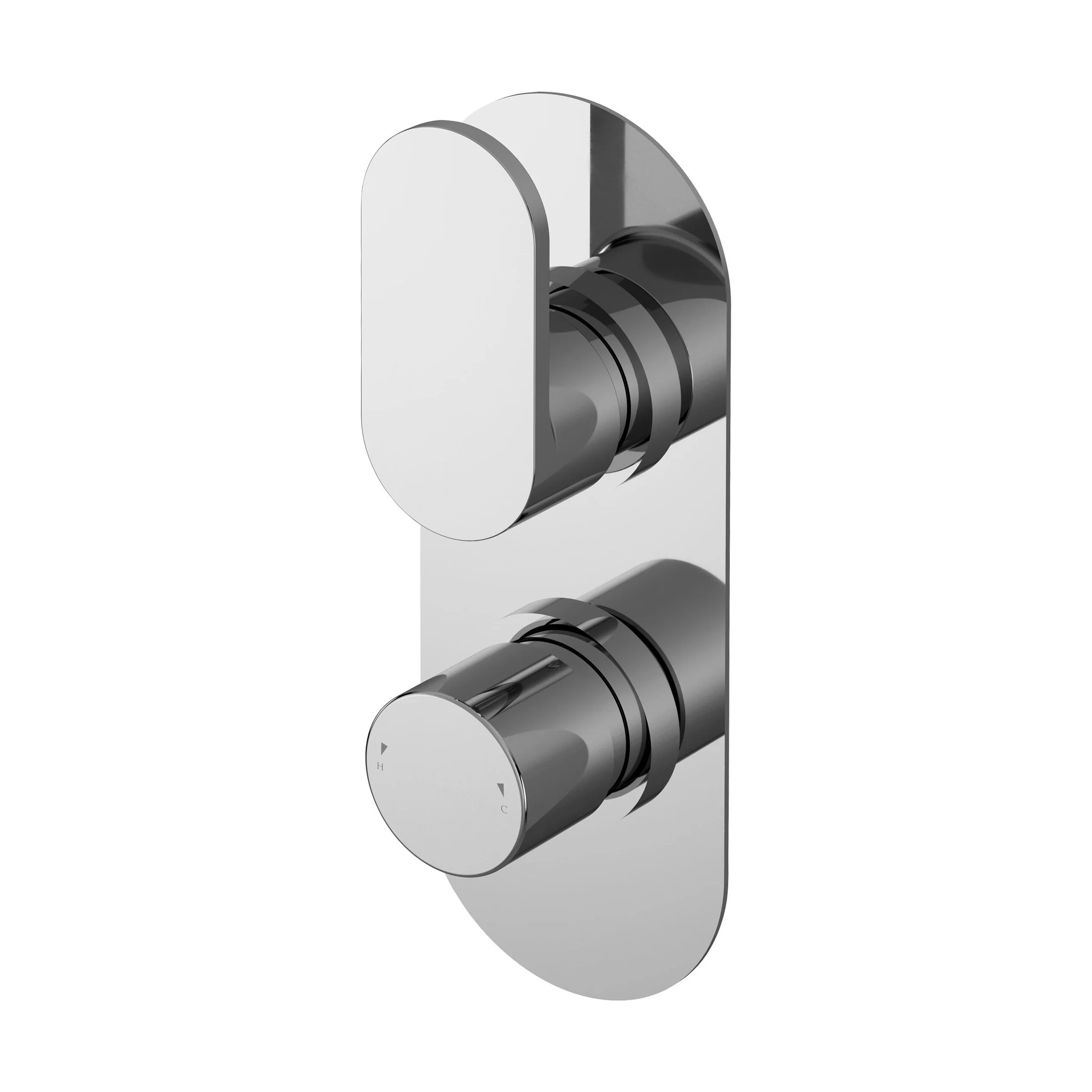 Balterley Current Contemporary Round Twin Concealed Thermostatic Shower Valve with Diverter and Lever Handles - Chrome Finish