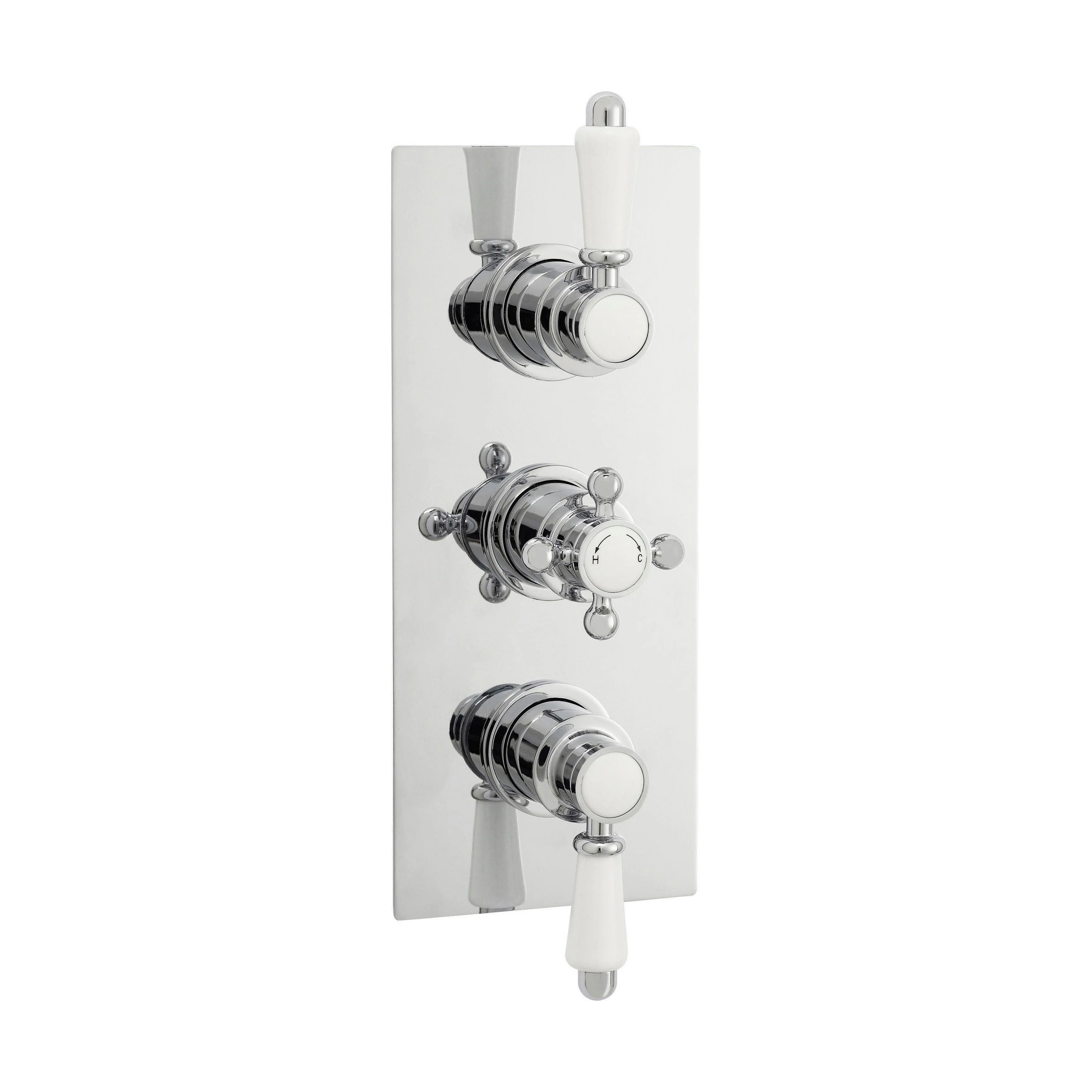 Traditional Concealed Triple Thermostatic Shower Valve with 2 Outlets in Chrome Finish by Balterley