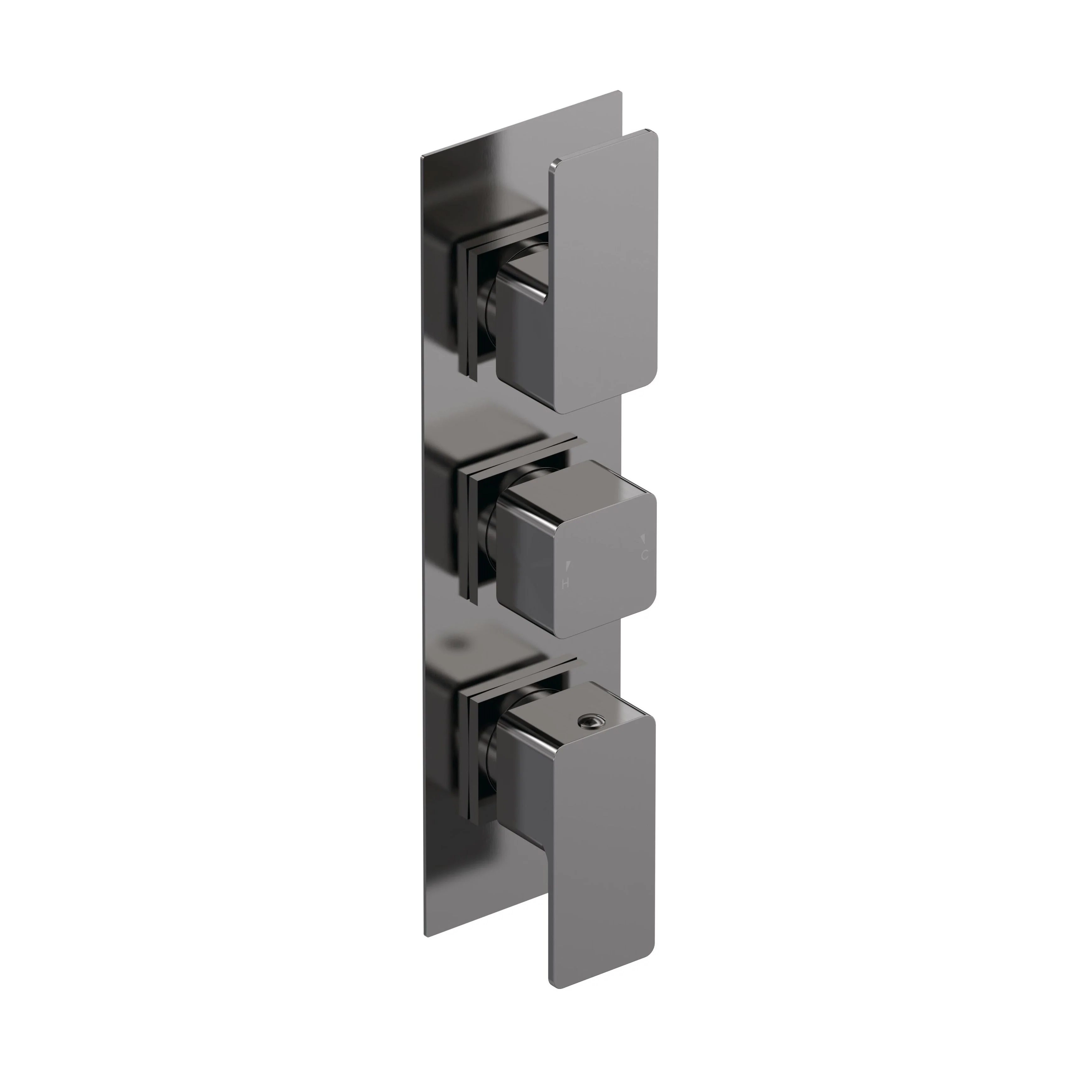 Empire Contemporary Square Concealed Triple Thermostatic Shower Valve with 2 Outlets Solid Brass - Brushed Pewter by Balterley