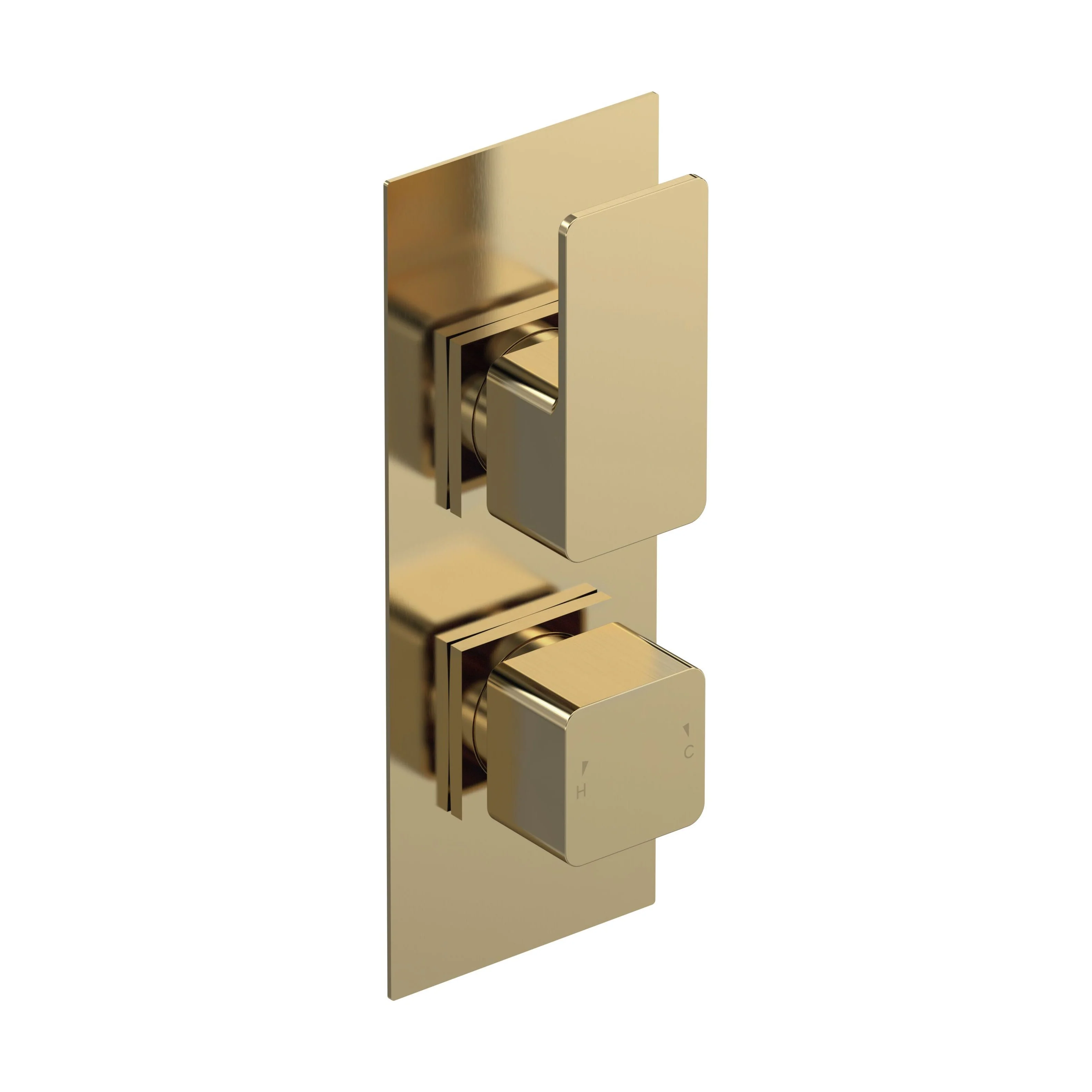 Empire Contemporary Square Concealed Twin Thermostatic Shower Valve with Diverter, 215mm - Brushed Brass by Balterley