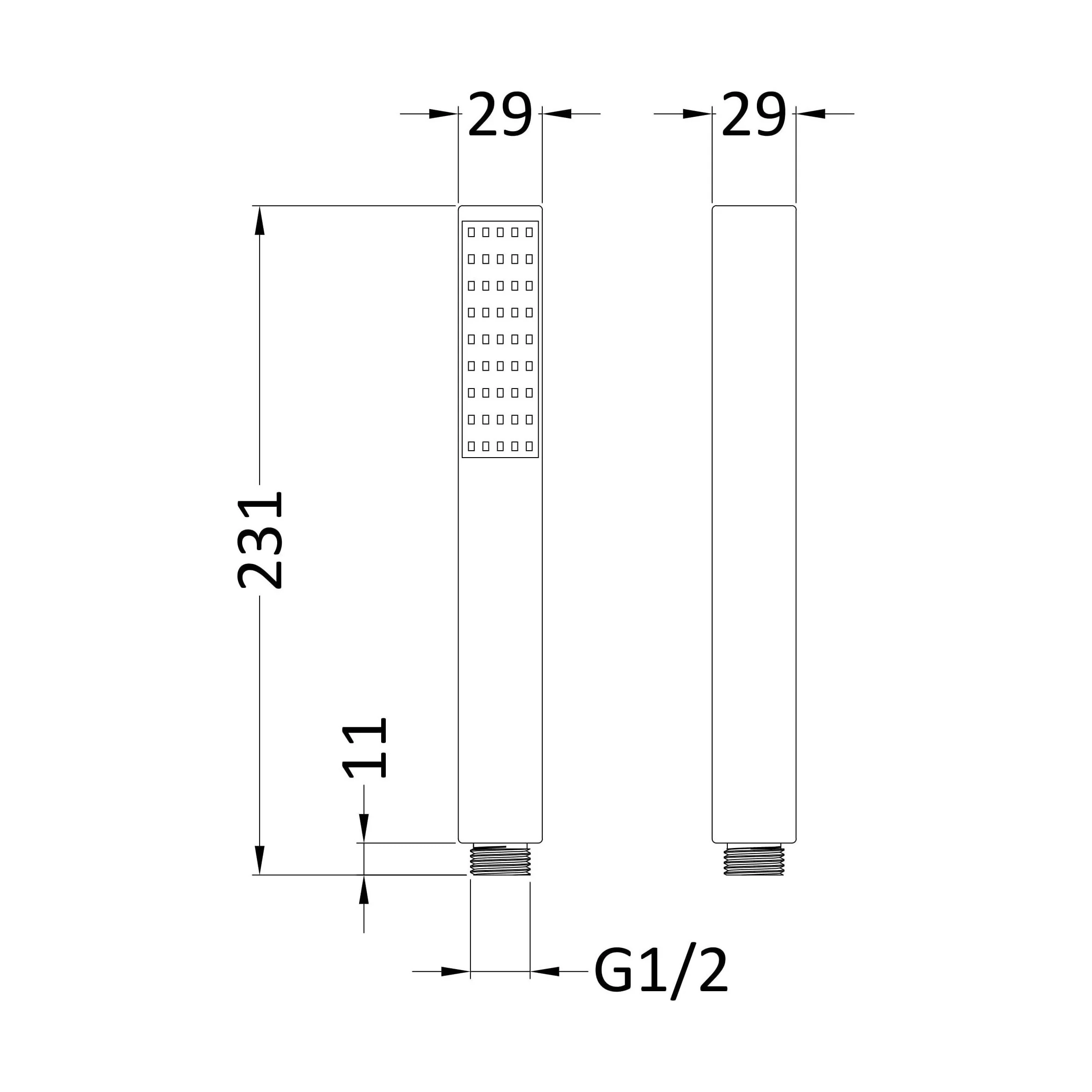 Balterley Contemporary Minimalist Square Single Function Shower Handset - Matt Black - Image 2