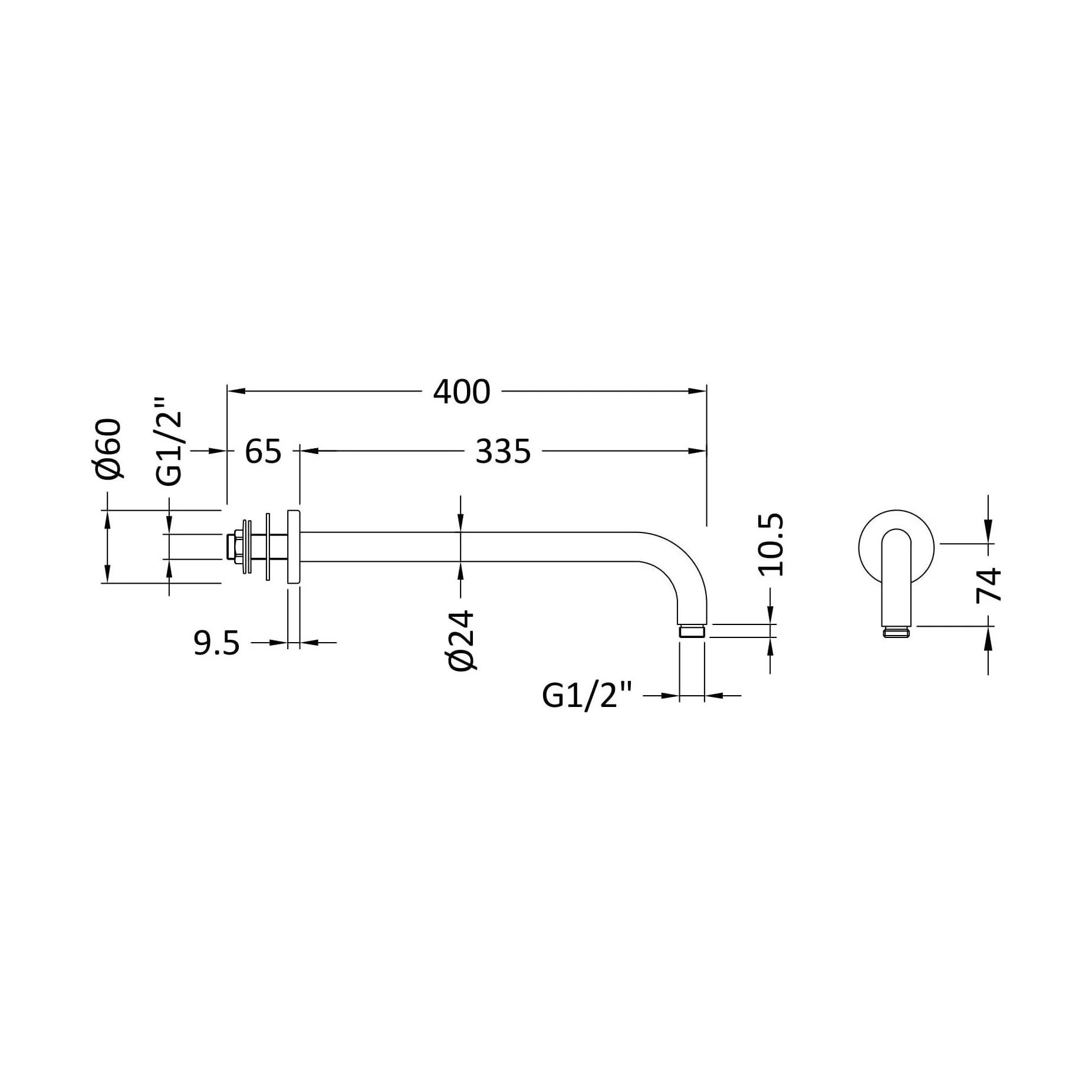 Balterley Round Wall Mount Shower Arm - 345mm - Chrome - Image 5
