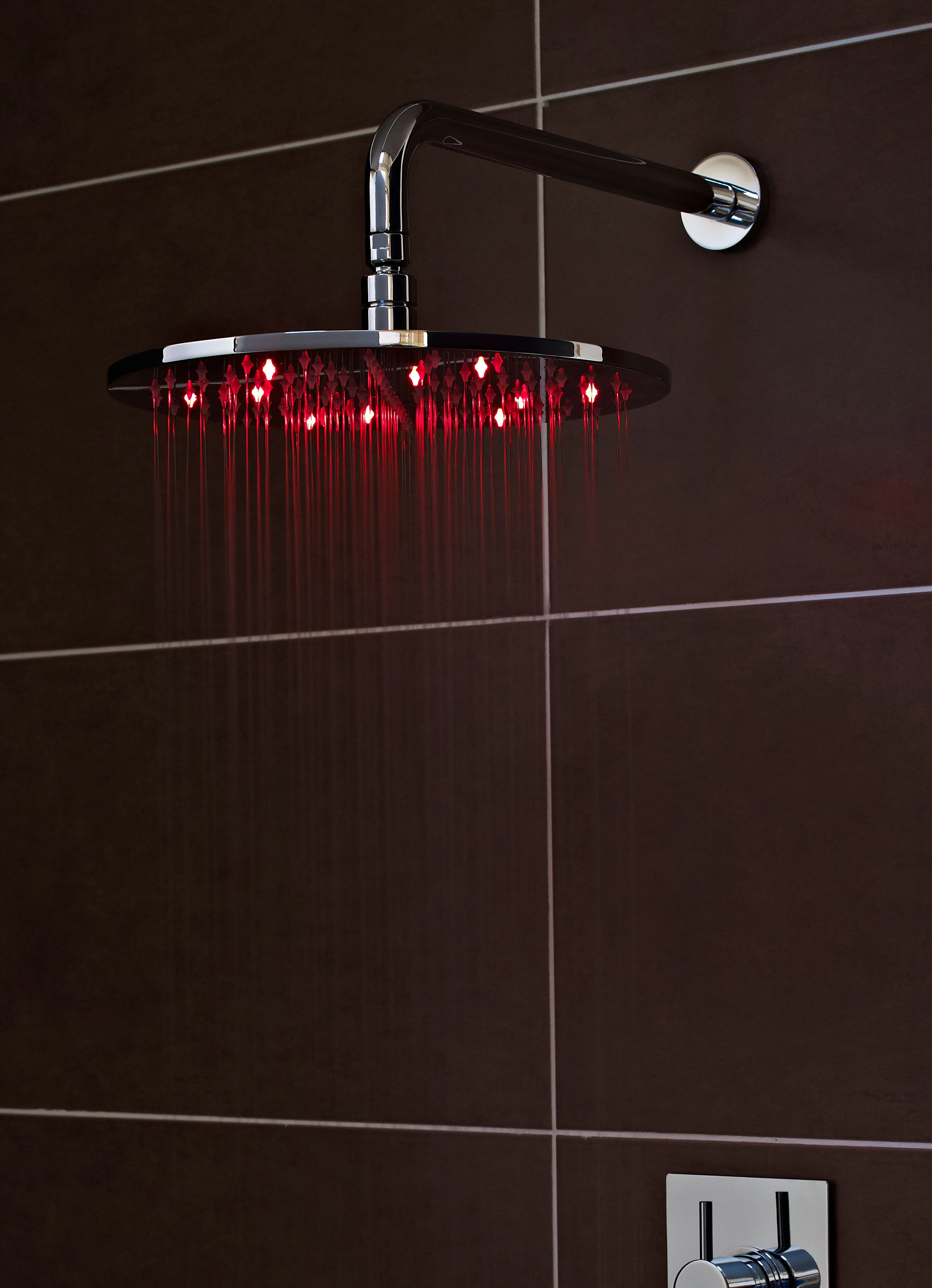Round LED Fixed Shower Head, 300mm - Chrome - Image 2