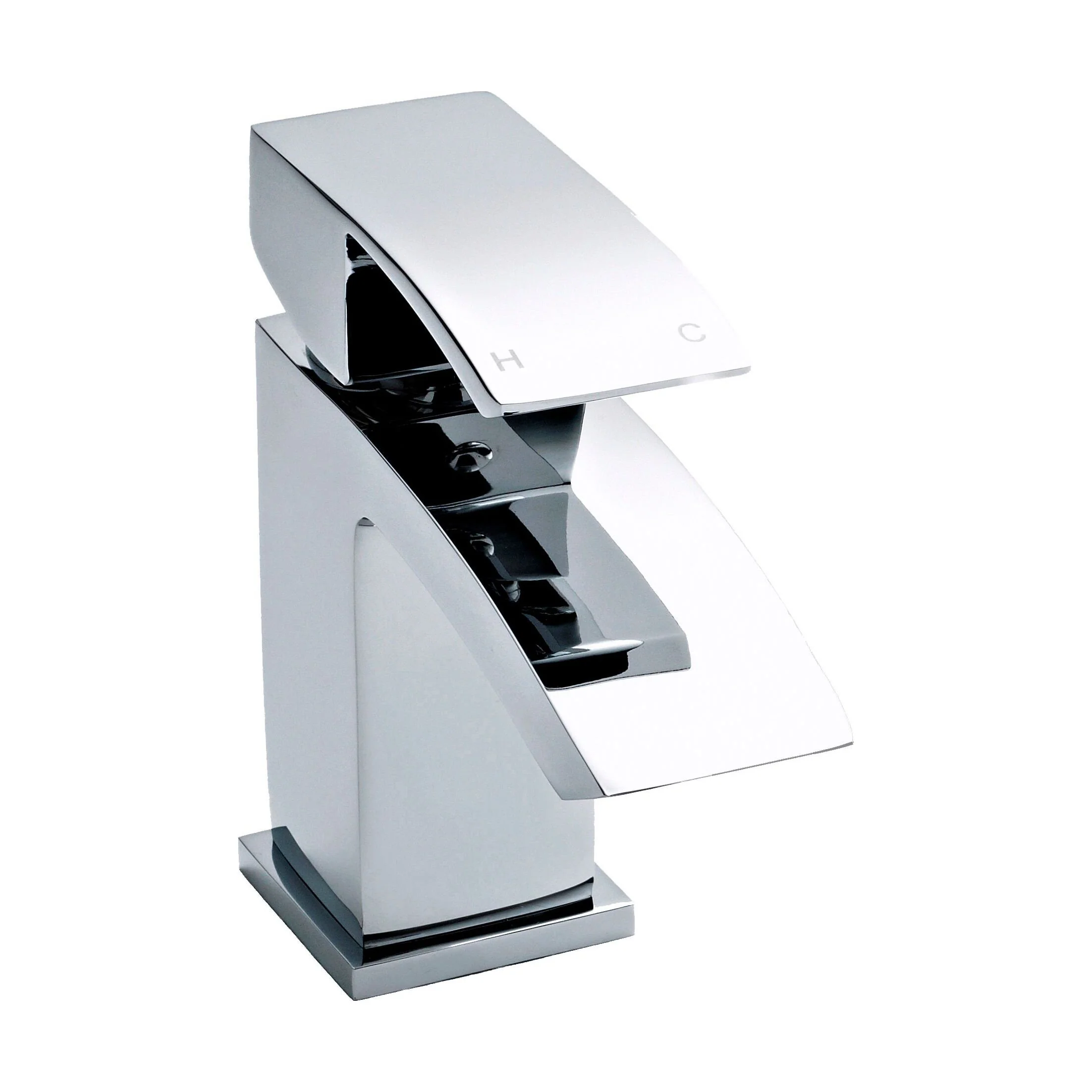 Balterley Contemporary Square Single Lever Deck Mounted Mono Basin Mixer Tap with Push Button Waste, 180 x 55 x 134mm, Chrome