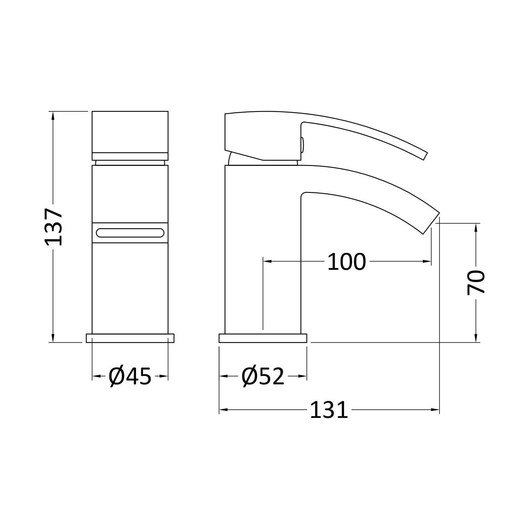 Balterley Contemporary Square Single Lever Deck Mounted Mono Basin Mixer Tap with Push Button Waste, Chrome, 48 x 131 x 137mm - Image 5