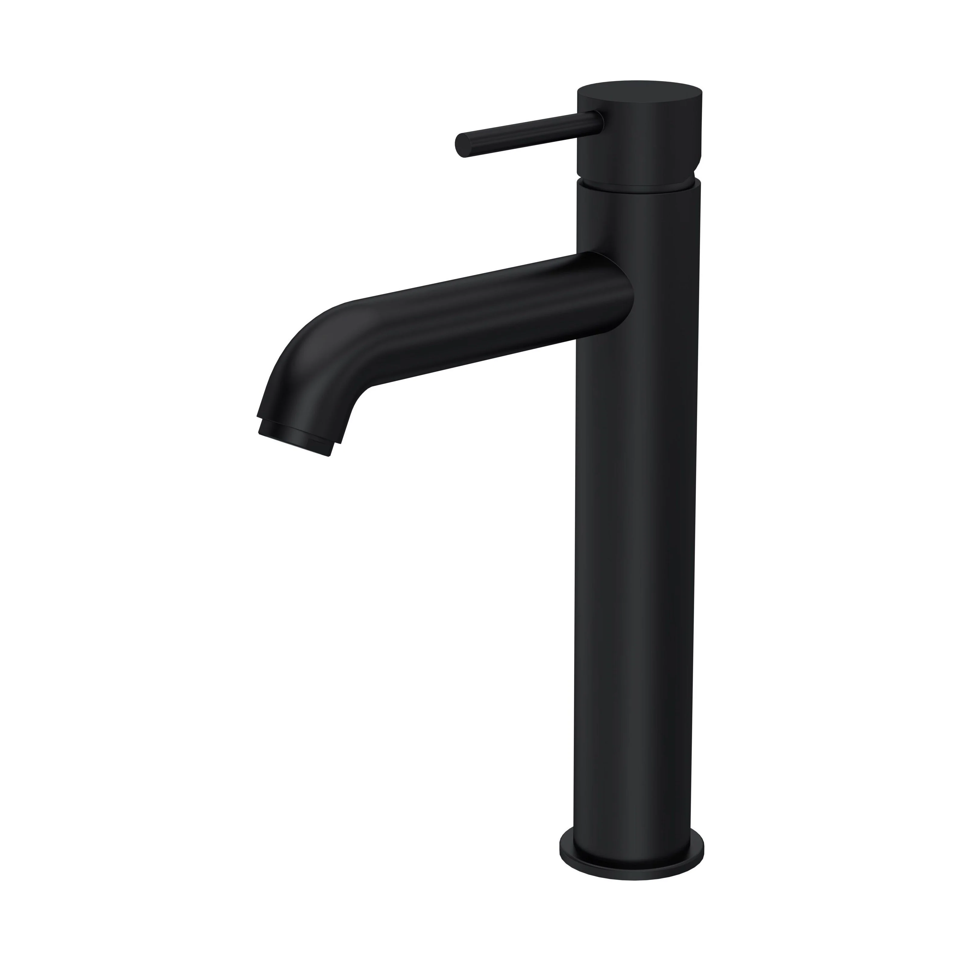 Round Minimalist Tall Mono Basin Mixer Tap - Matt Black