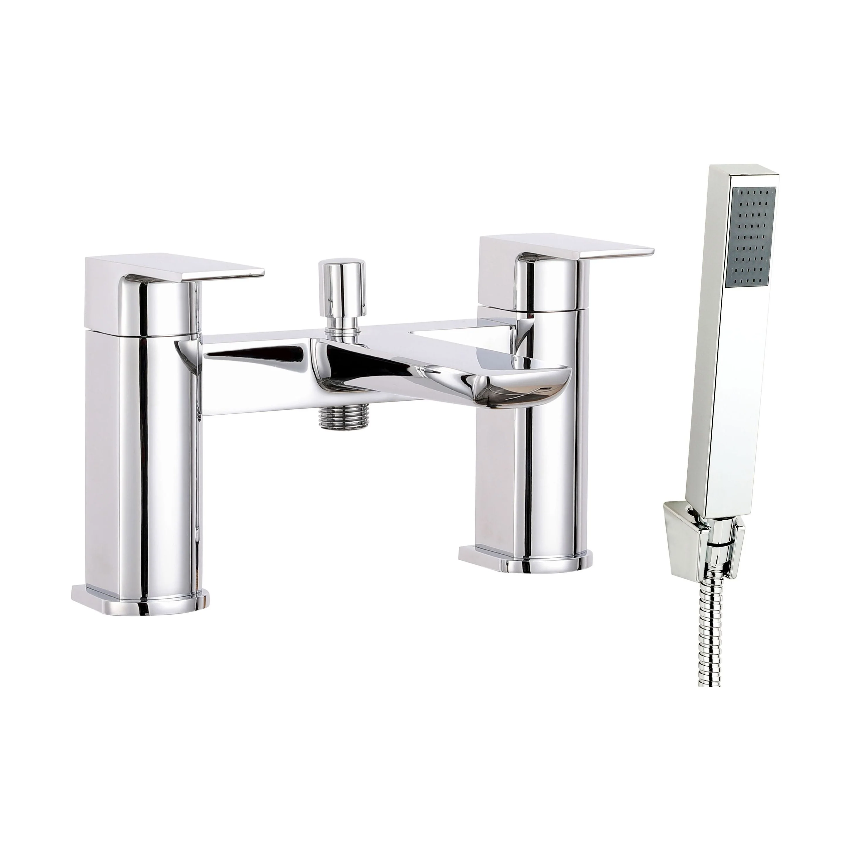 Balterley Contemporary Square Dual Lever Deck Mounted Bath Shower Mixer Tap with 1/4 Turn Ceramic Disc, 136 × 230 × 147mm, Chrome