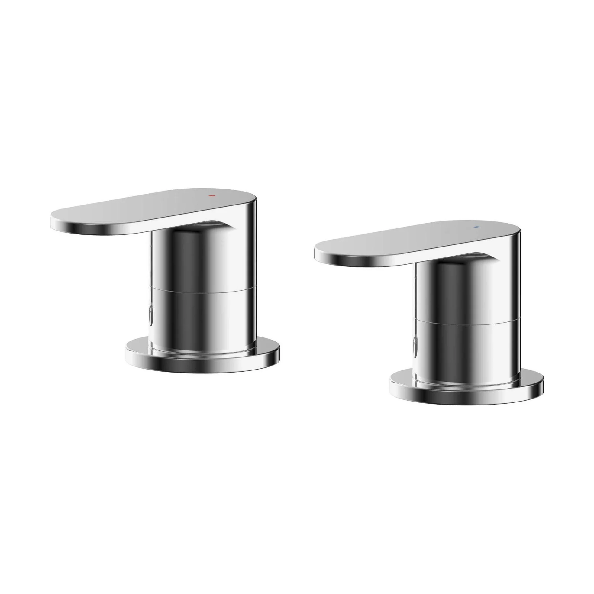 Balterley Current Modern Round Deck Mounted 3/4" Side Valves with Round Levers - Polished Chrome Finish - Image 2