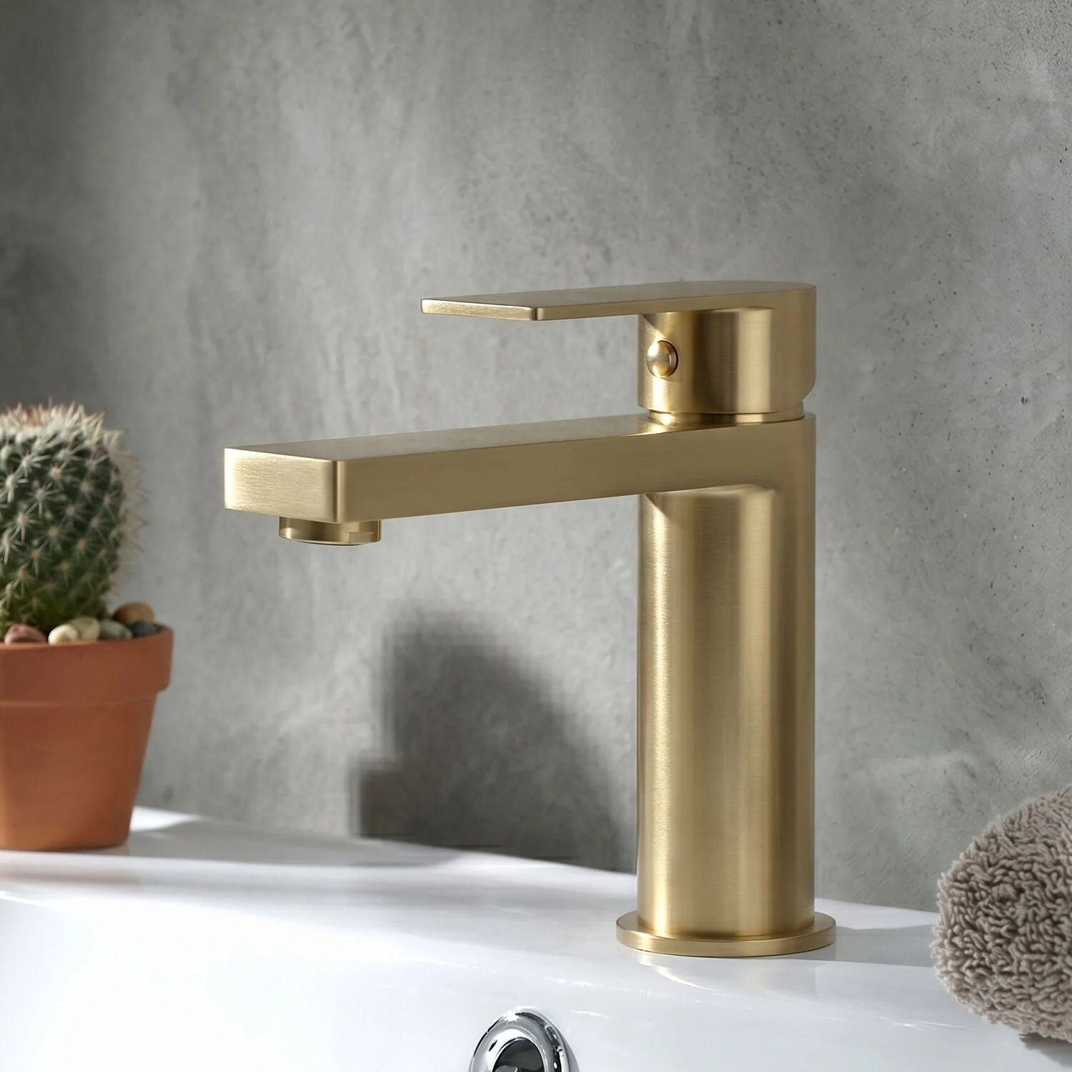 Ranton Contemporary Mono Basin Mixer Tap and Push Button Waste, Choice of Colour - Image 7