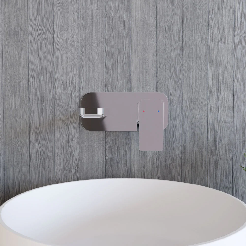 Swinscoe Contemporary Square Wall Mounted 2 Tap Hole Basin Mixer Tap - Choice of Finish - Image 9