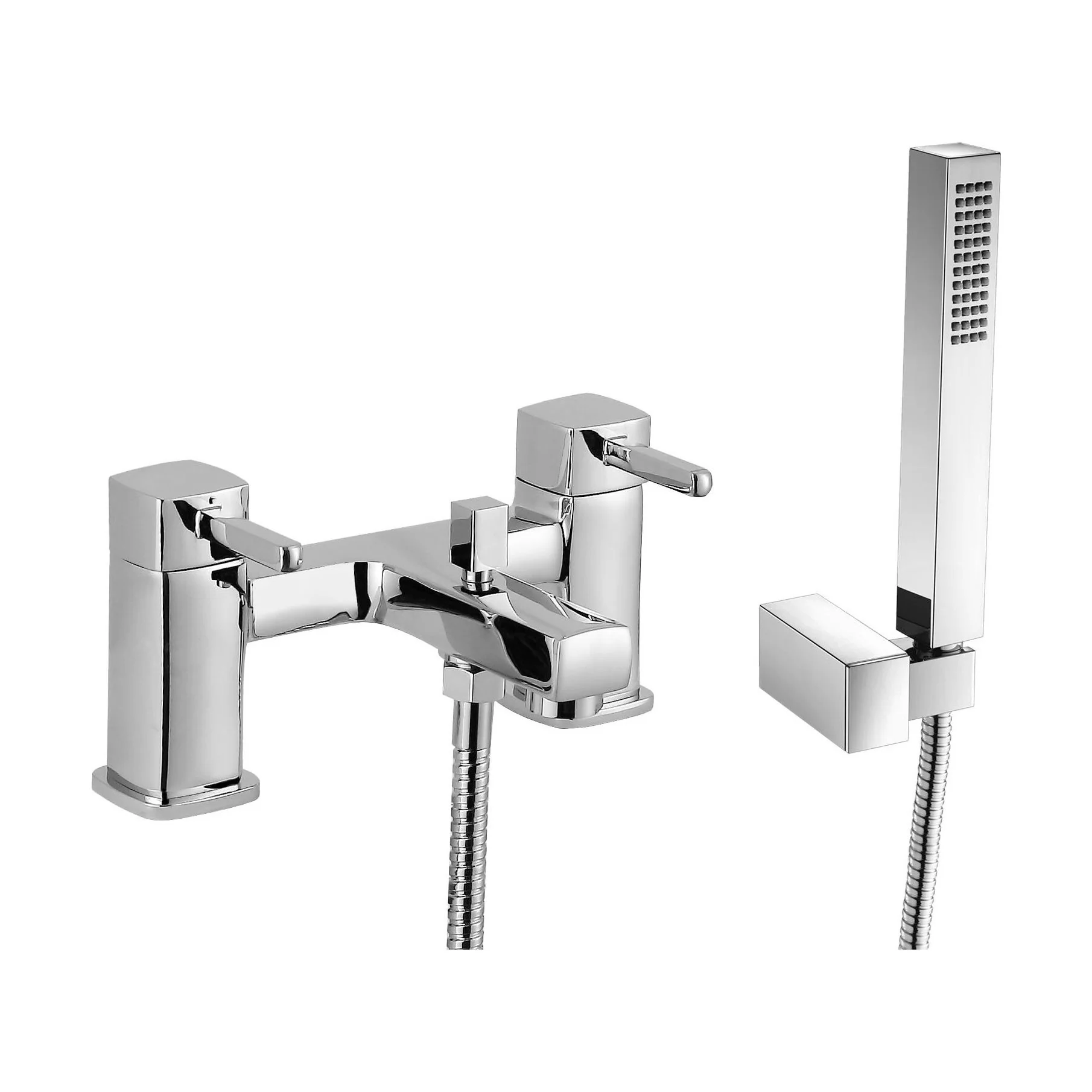 Contemporary Bath Shower Mixer Tap with Shower Kit- Chrome