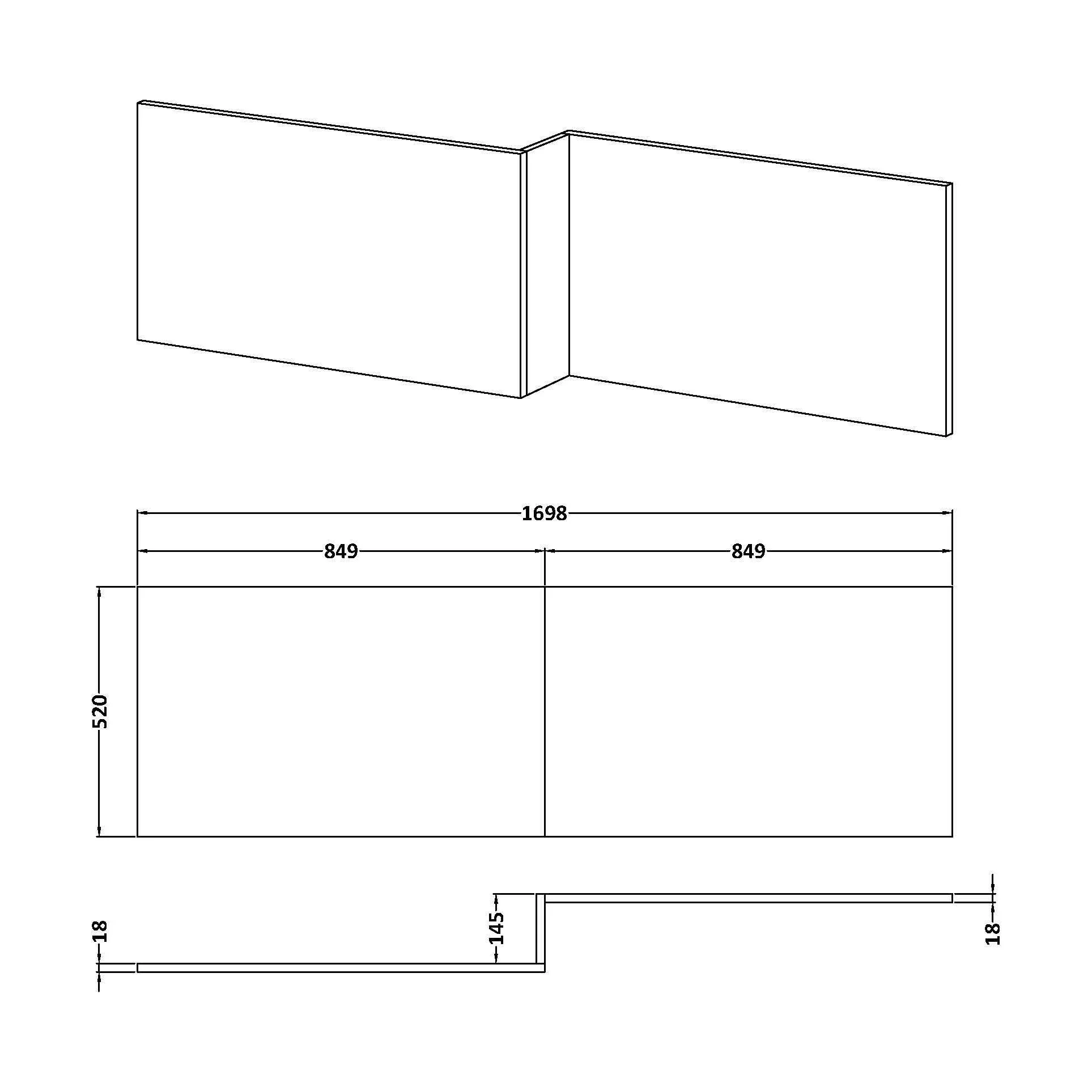 Chartley 1700mm Square Bath Front Panel - Choice of Colour - Image 10