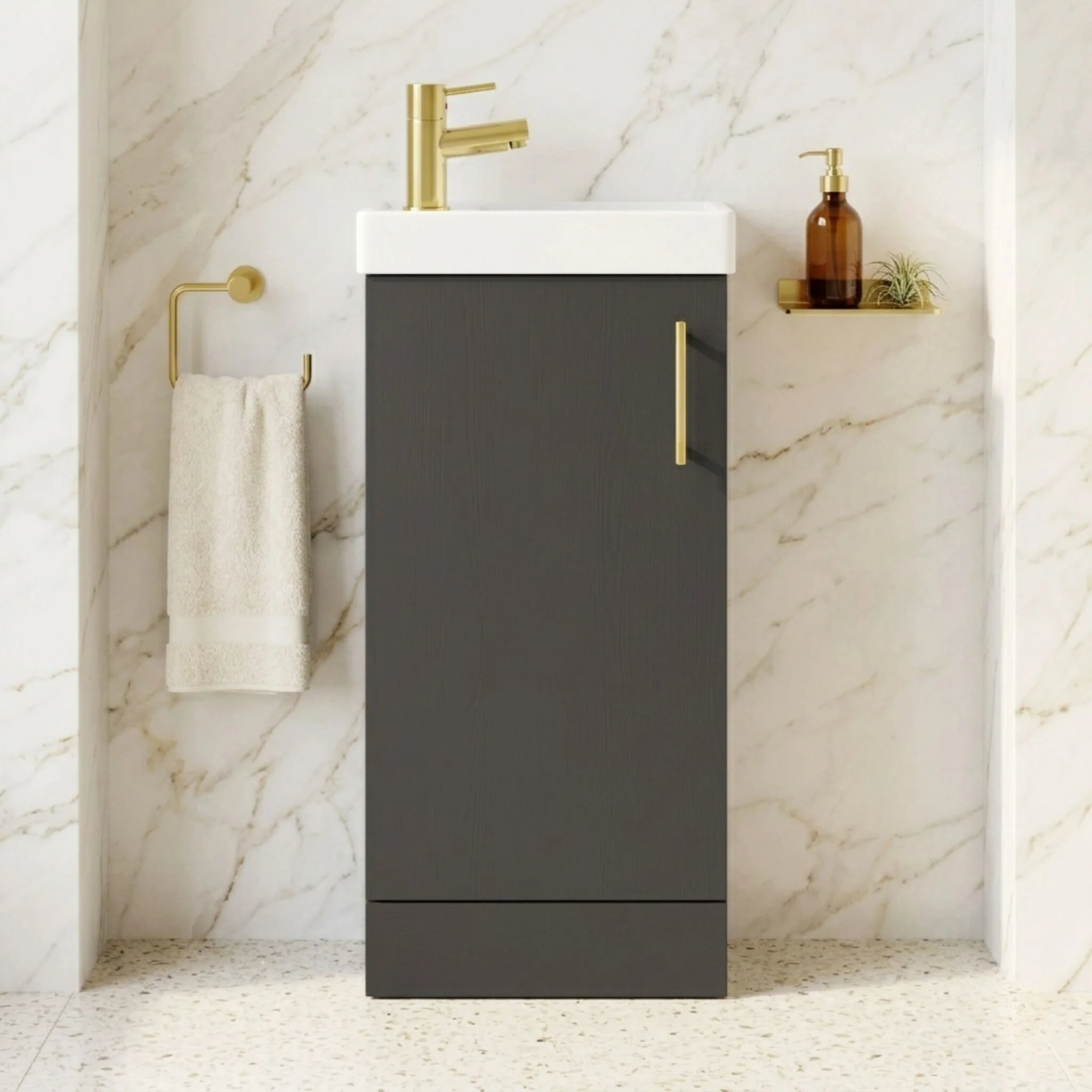 Freehay Compact Cloakroom Vanity Basin Unit, 400mm - Choice of Mount Type, Colour and Handle Finish - Image 22