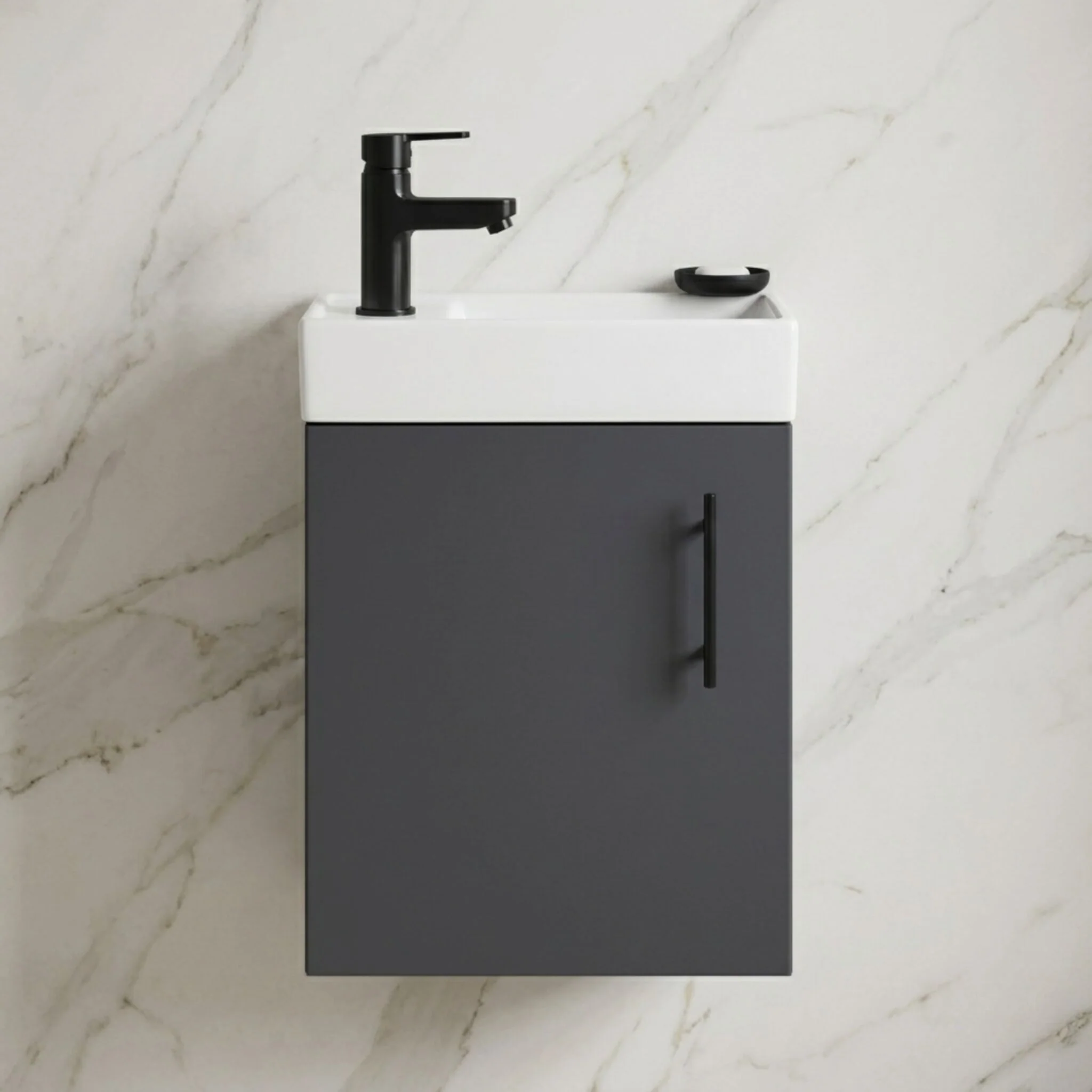 Freehay Compact Cloakroom Vanity Basin Unit, 400mm - Choice of Mount Type, Colour and Handle Finish - Image 27