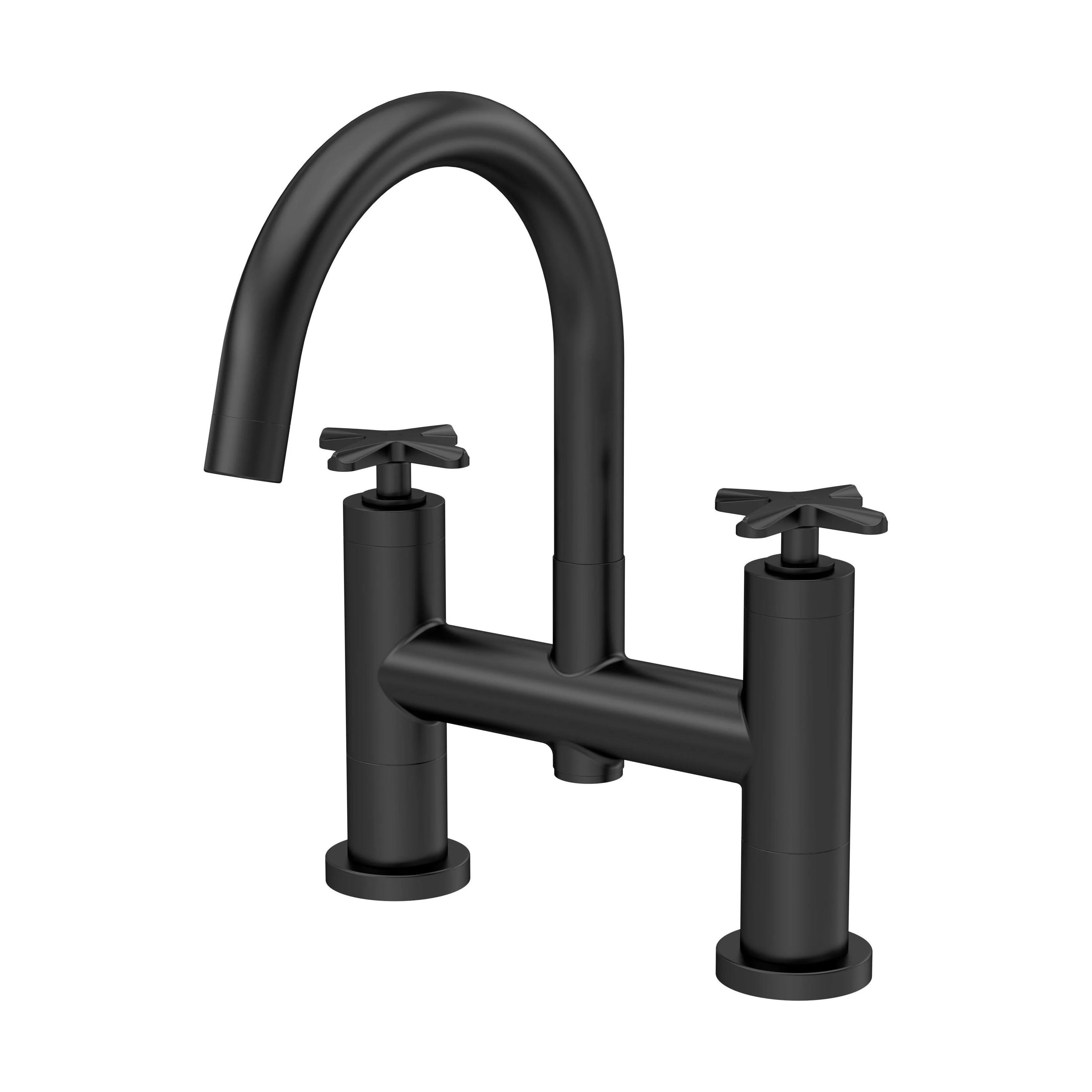 Levedale Deck Mounted Bath Filler Tap with Crosshead Handles - Choice of Finish - Image 2