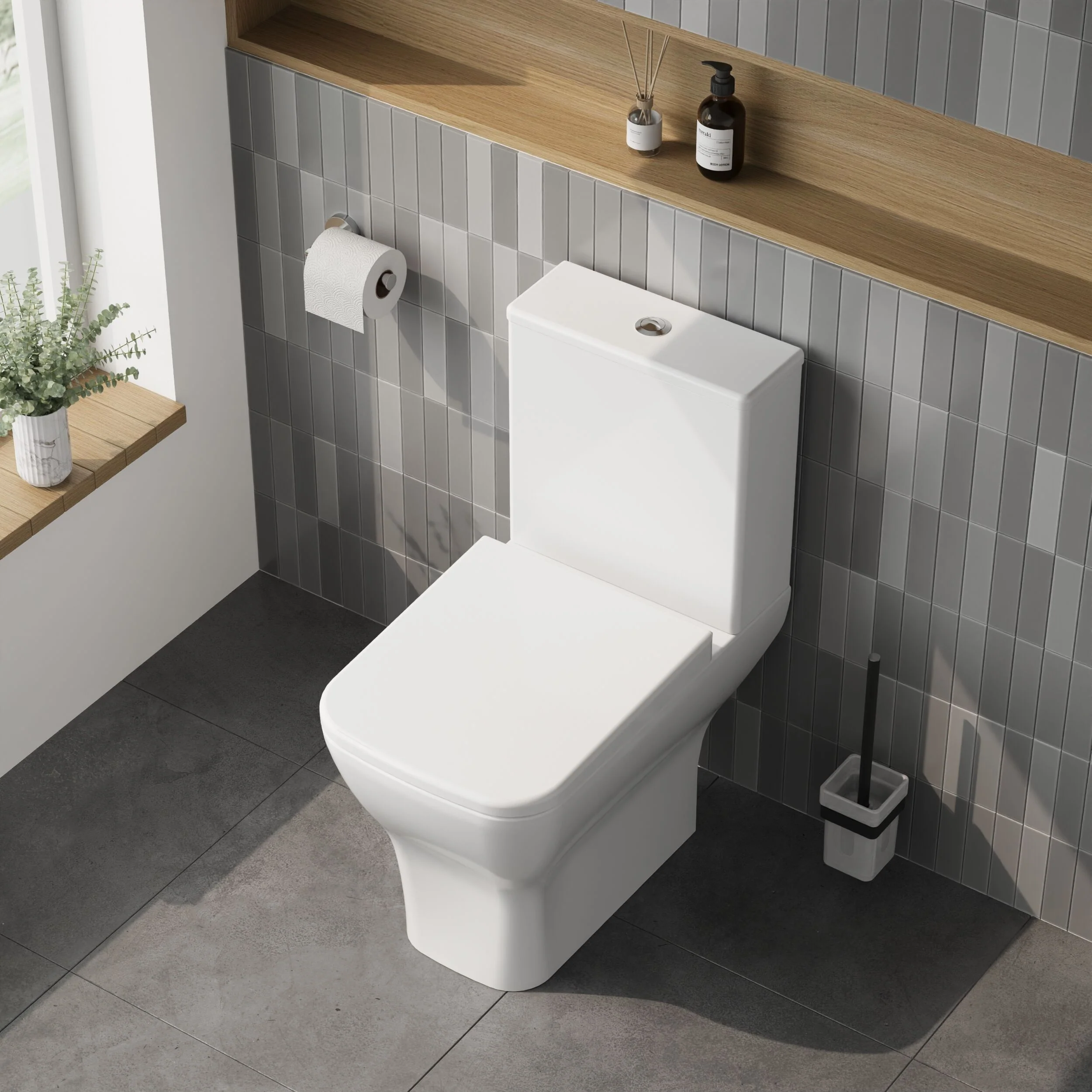 Hilderstone Modern Close Coupled Toilet with Soft Close Seat - Image 3