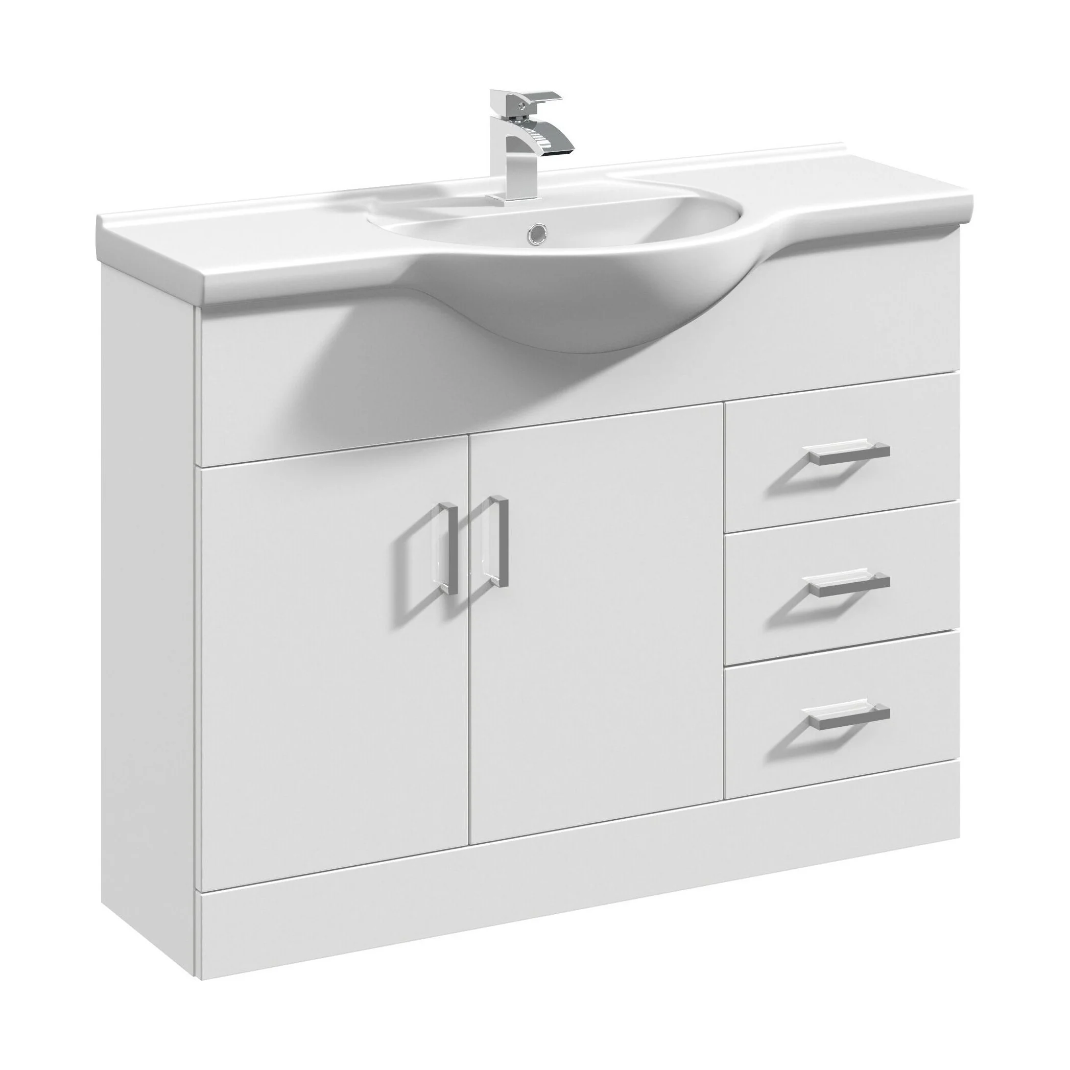 Hamstall Contemporary Floor Standing Vanity Unit with Round Ceramic Basin – Gloss White, Choice of Doors, Drawers & Sizes - Image 29