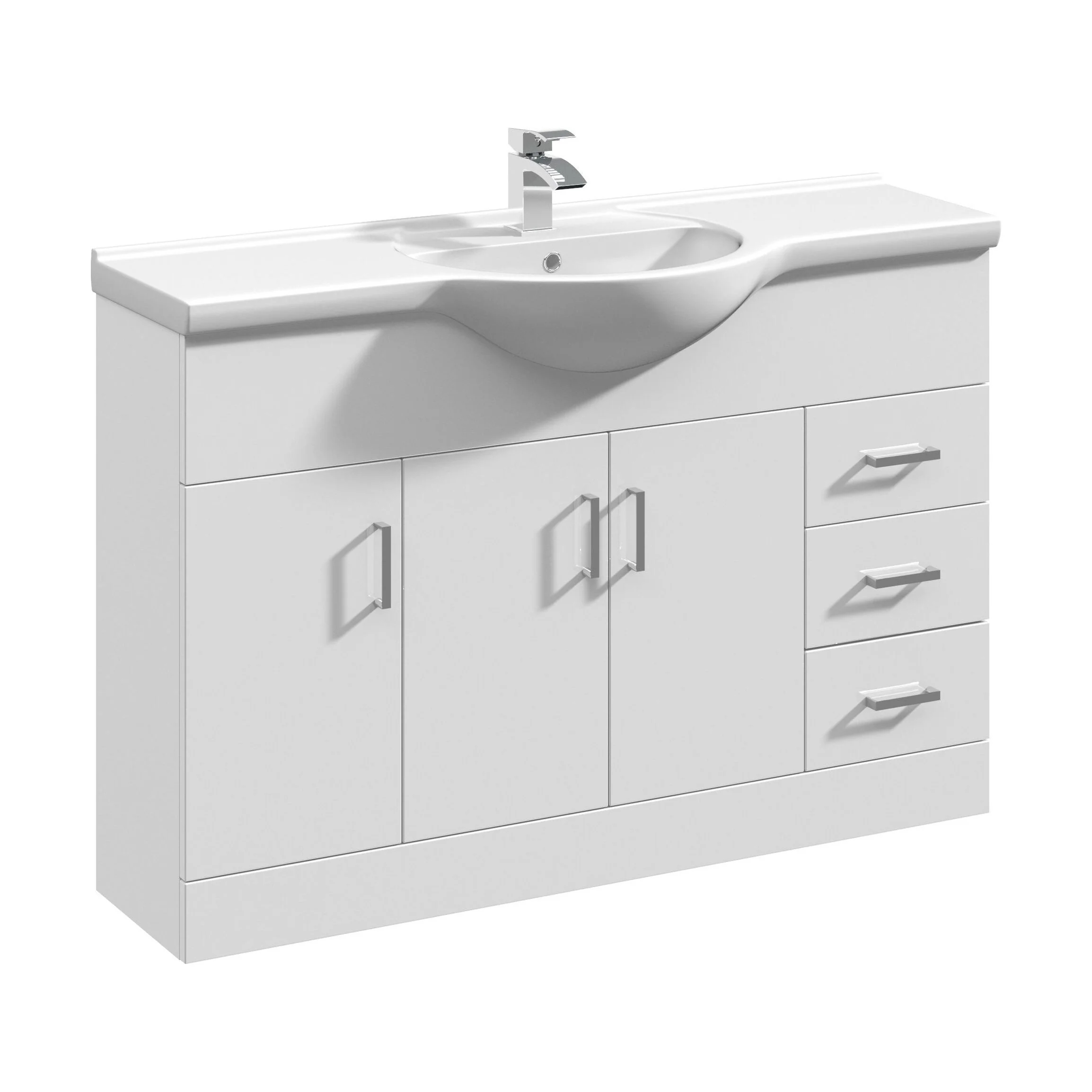 Hamstall Contemporary Floor Standing Vanity Unit with Round Ceramic Basin – Gloss White, Choice of Doors, Drawers & Sizes - Image 30